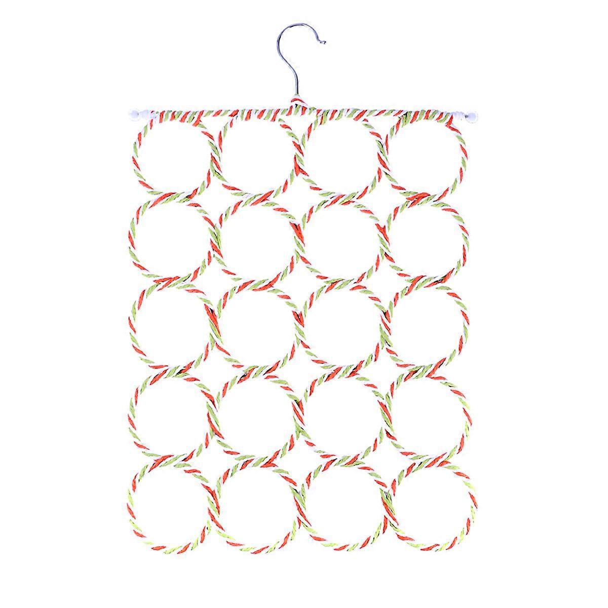 Foldable Ring Paper Rattan Scarf Rack Closet Organizer for Scarves, Ties, and Towels – Space Saving Hook Design for Wardrobe Doors