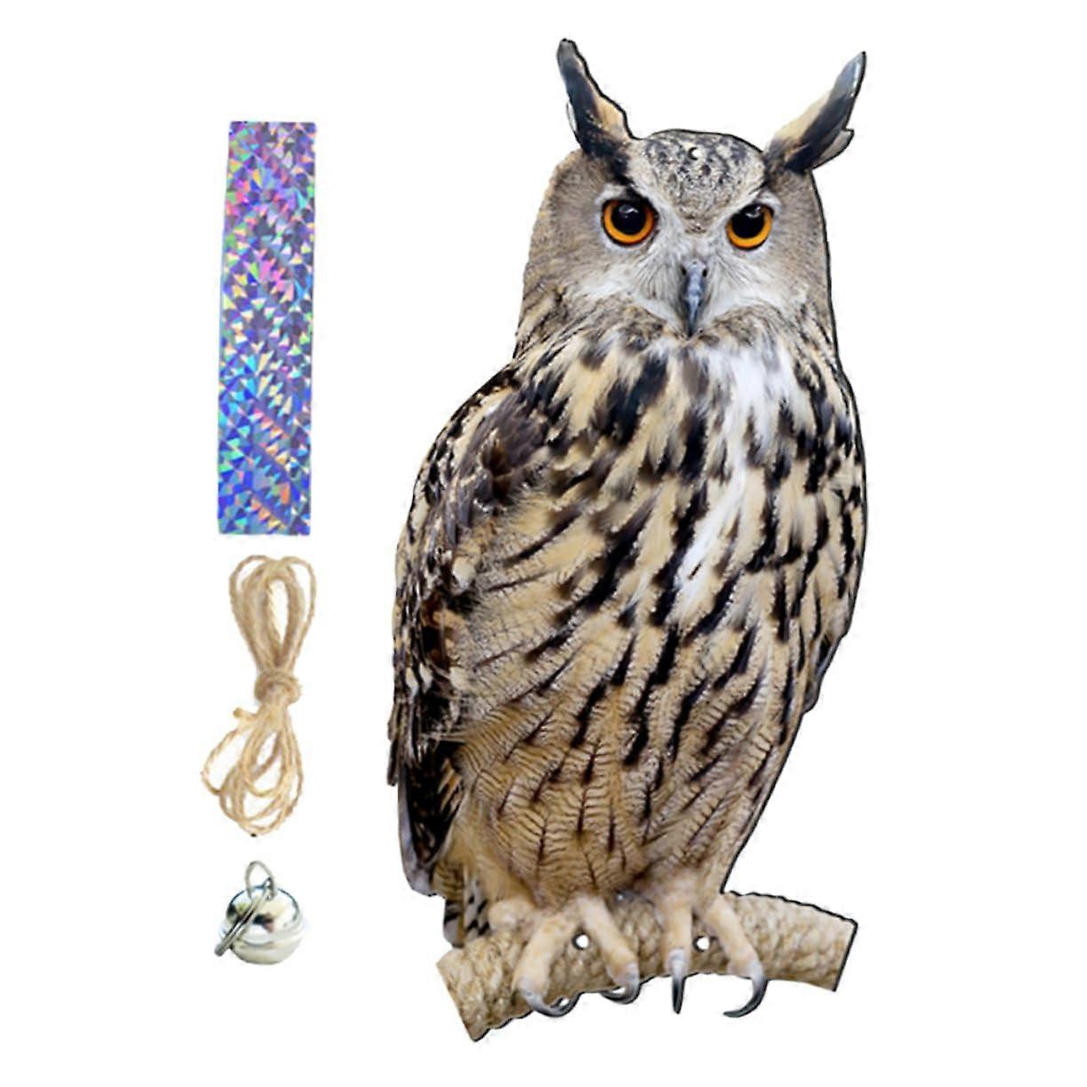 Rotating Owl Ornament Garden Bird Deterrent With Bells Hanging Decoration For Trees And Outdoor Use