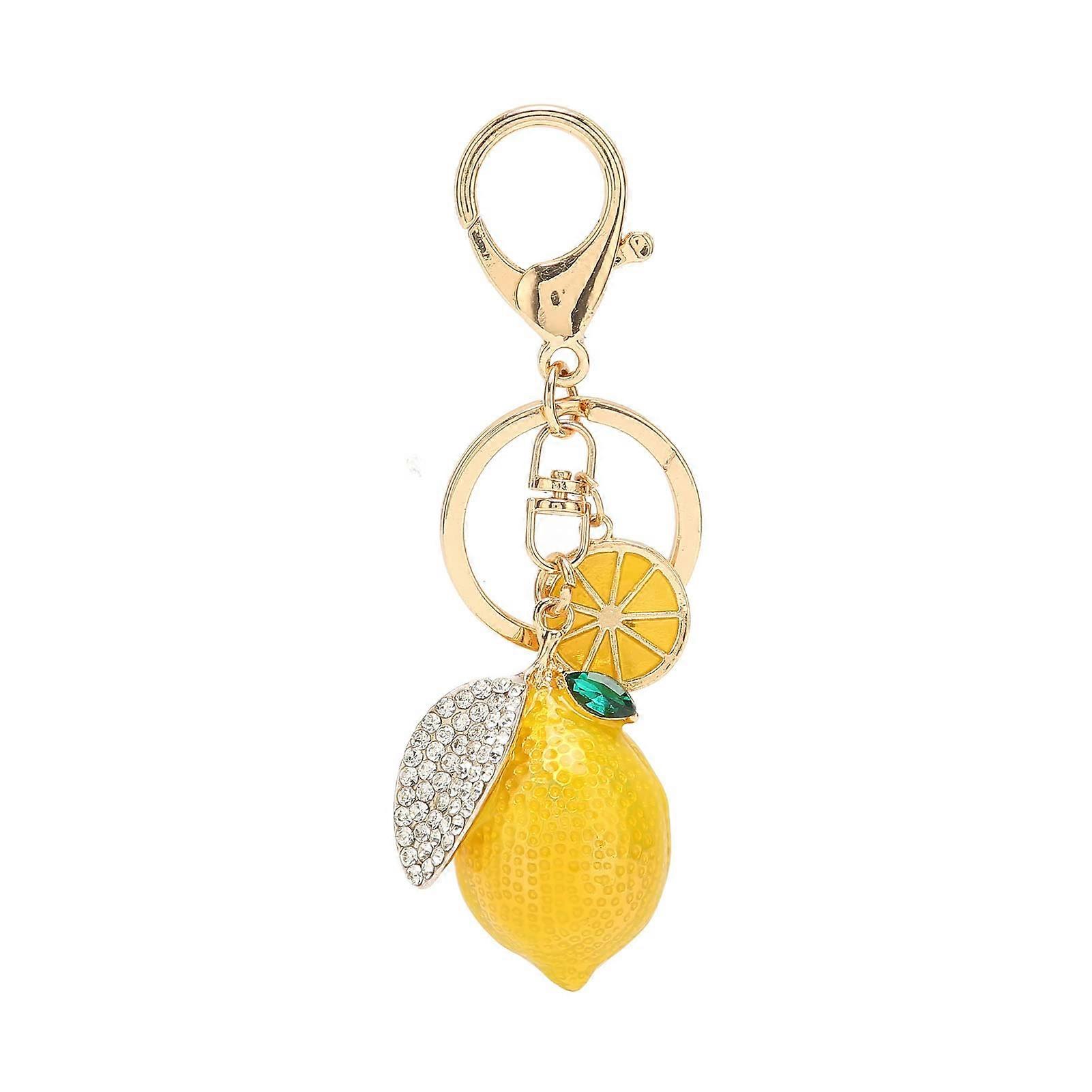 Little Lemon Key Ring, Durable Metal Lemon Charm Keychain with Vibrant Colors, Lemon Keyring for Keys, Default