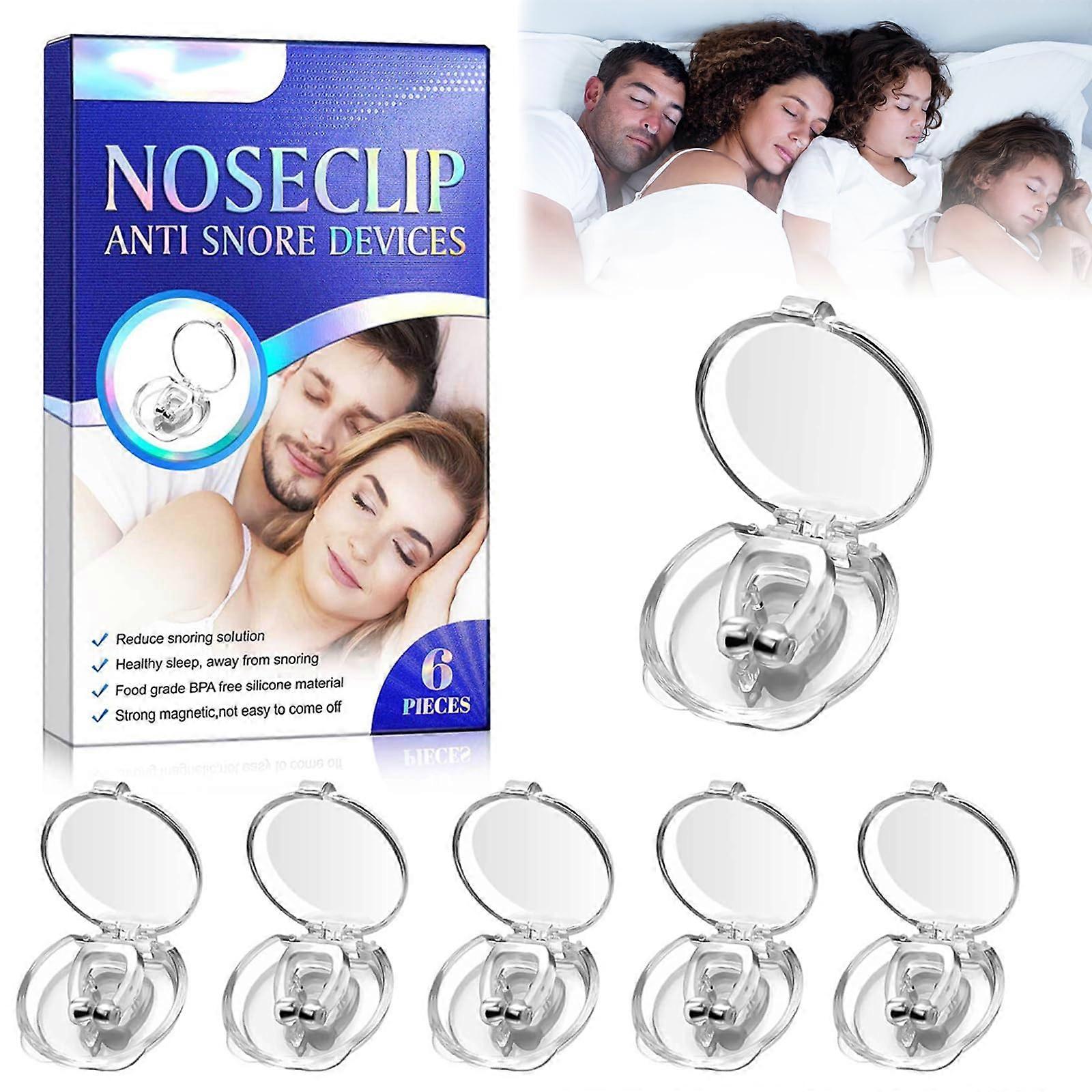 Anti Snoring Nose Clip Pack of 6 Reusable Magnetic Snoring Stoppers for Adults Better Breathing Comfortable Fit