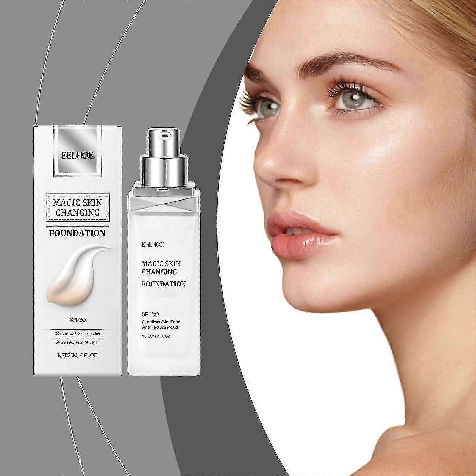 Changing Foundation, Colour-Changing Foundation, Colour Changing Foundation for Older Women, Magic Skin Changing Foundation, Non-Greasy, Durable
