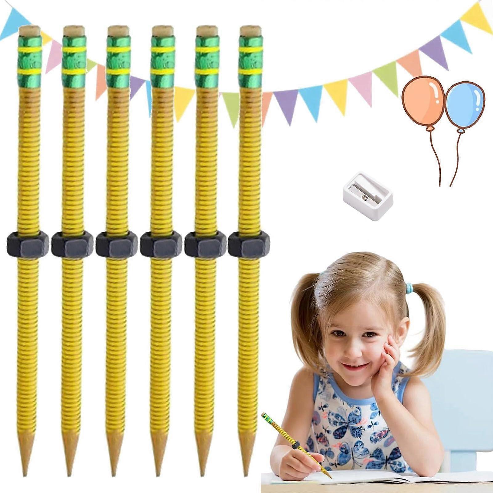 ADHD Pencil Threaded Fidget Pencil, Threaded Pencils for ADHD, Threaded Pencils, Fidget Pencils, For School, Work Anxiety Relief (6pcsB)