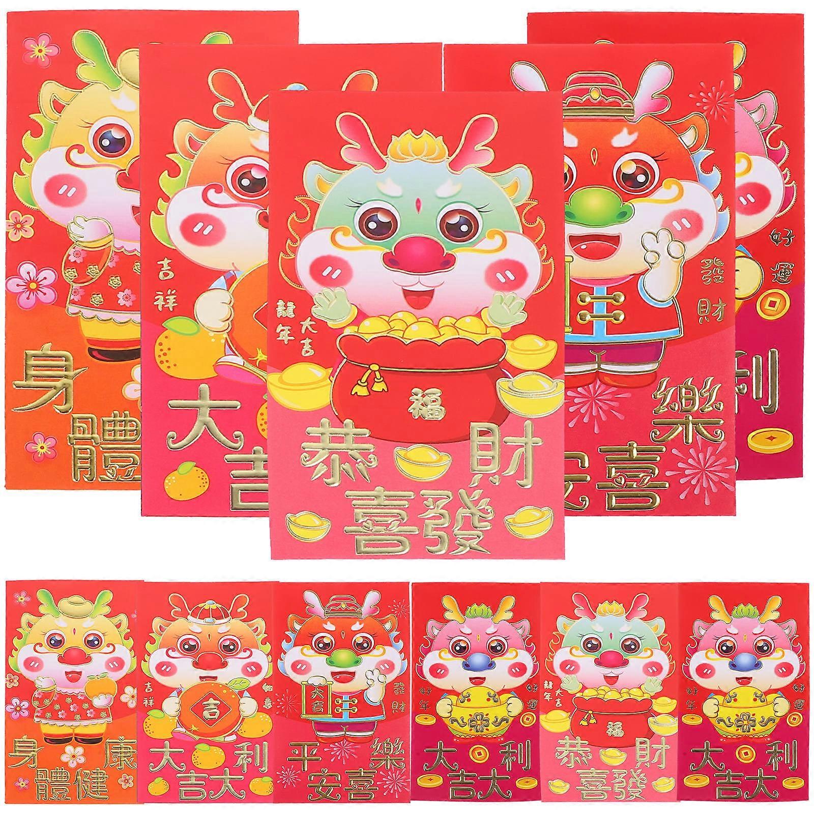 Chinese New Year 50Pcs Dragon Pattern Paper Red Packets For Gift Container 16.5X9CM Ideal For Colleagues And Family