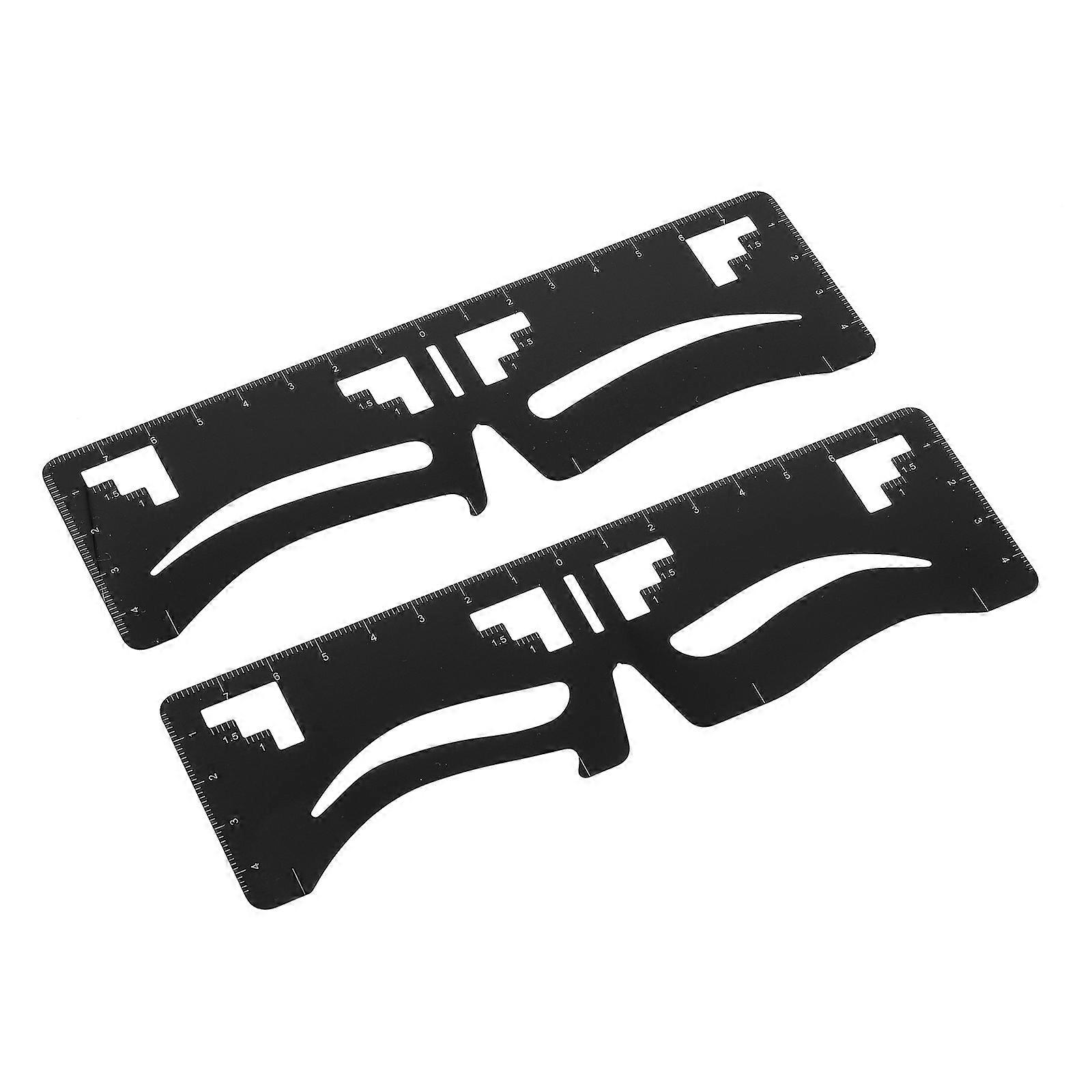Eyebrow Drawing Ruler for Females with Stainless Steel Material Black Color 2 Pcs