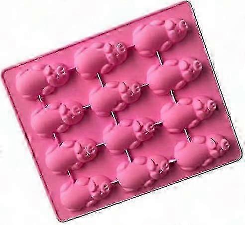 ベーキングのための12キャビティ怠惰な豚シリコーン型、ピンクフォンダンチョコレートキャンディーDIYq