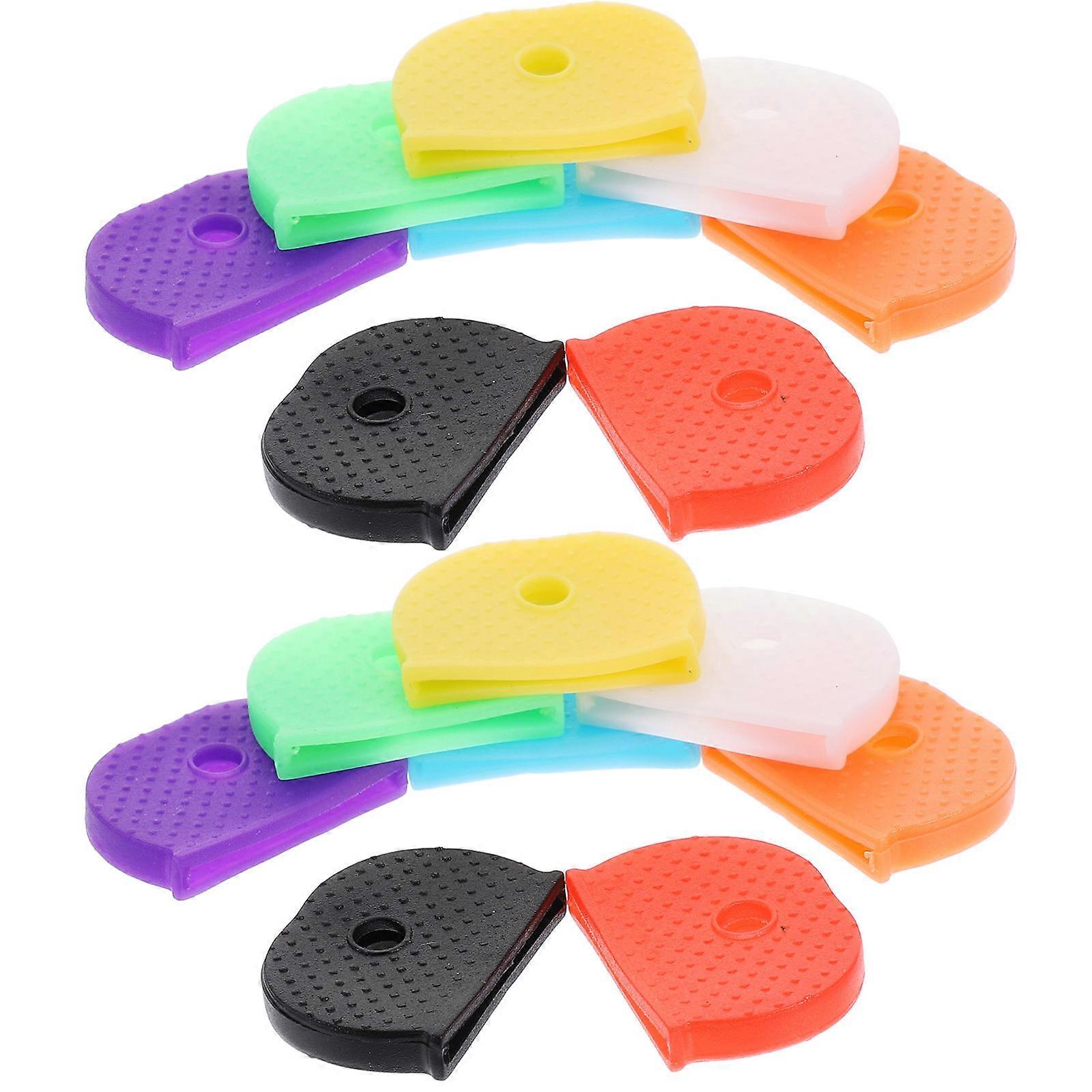 Plastic Key Covers Caps Protective Identification Dirt and Noise Protection Assorted Color 2.5x1.8x0.3cm 32Pcs