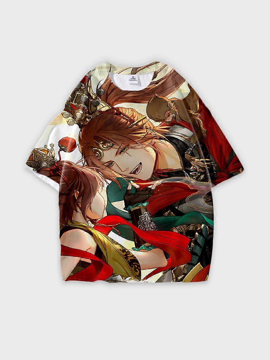 T-shirt round neck Role Pattern loose short sleeve E2879