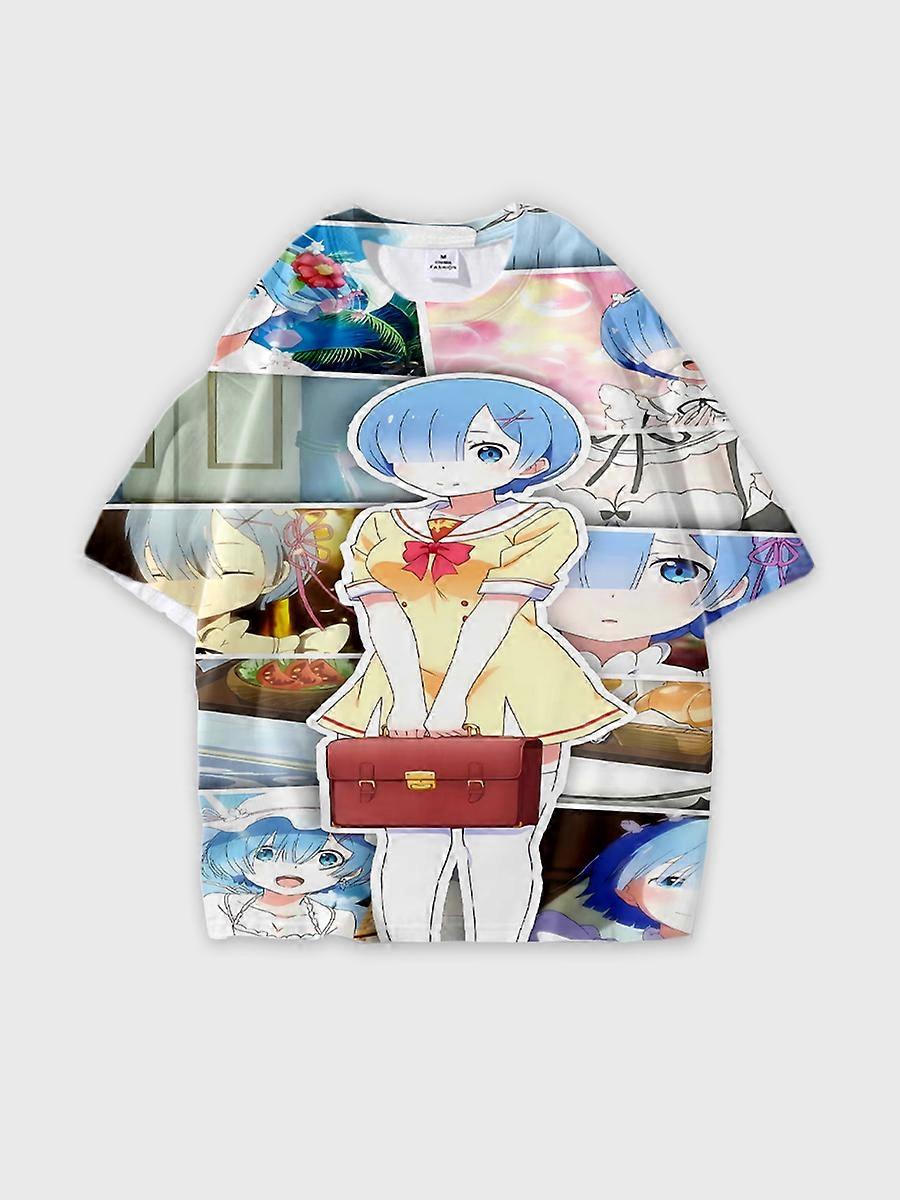 T-shirt round neck Role Pattern loose short sleeve L221