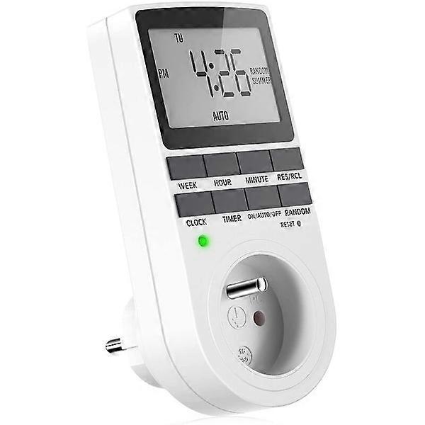 Digital Programmable Socket, Weekly Digital Timer with LCD Display, 12H/24H/7 Days Electric Socket Timer