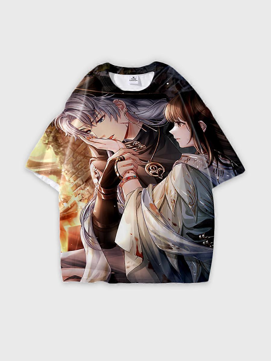 T-shirt round neck Role Pattern loose short sleeve E3183