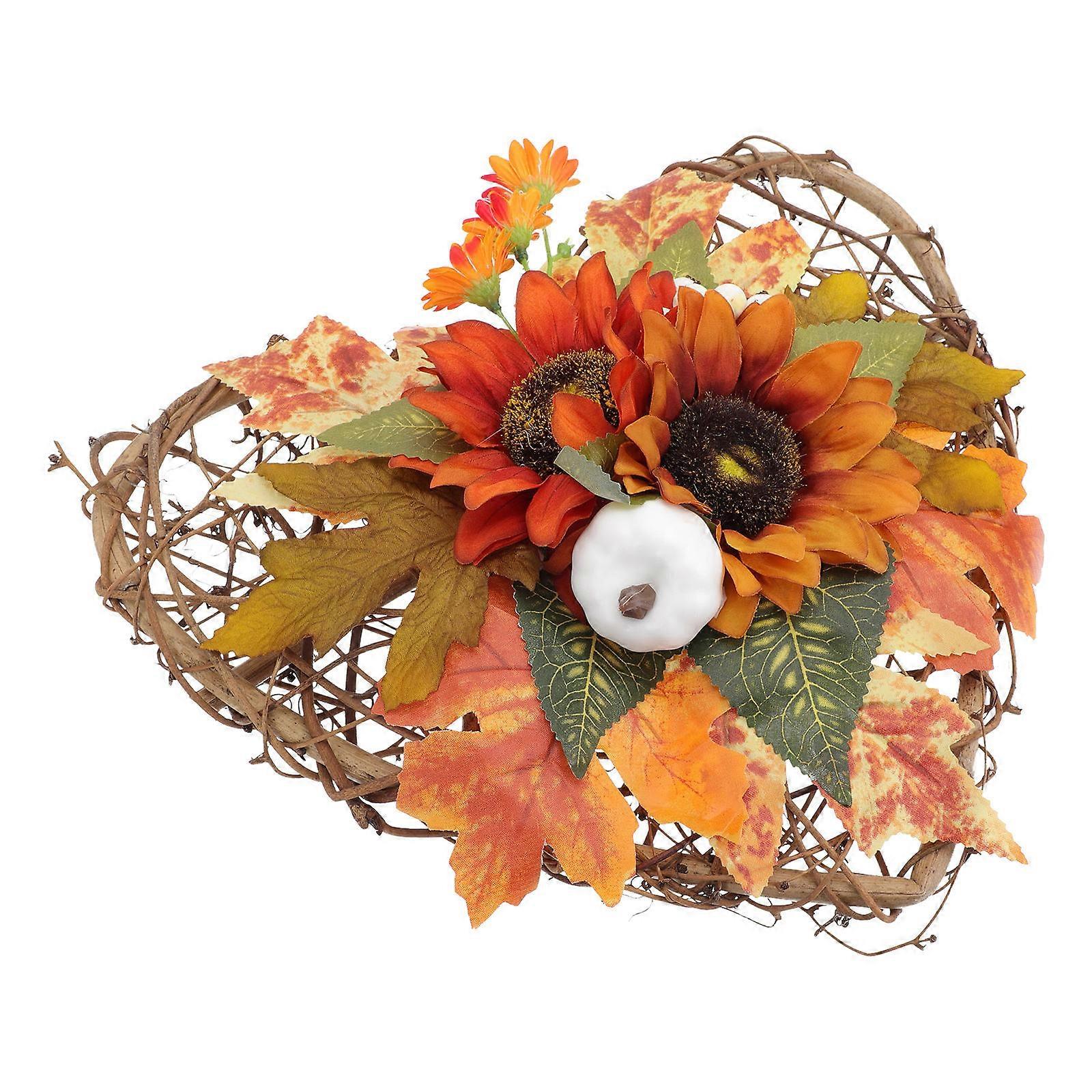 Artificial Wreath for Home Decor with Plastic Leaves in Orange Color 1 Pc