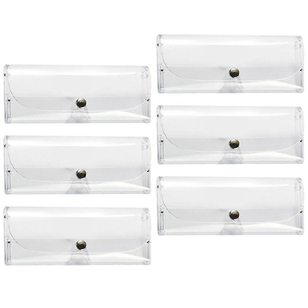 Clear 6PCS Glasses Case Set Transparent Sunglasses Storage Box with Snap Closure, Lightweight & Scratch Resistant, Portable Eyewear Organizer for