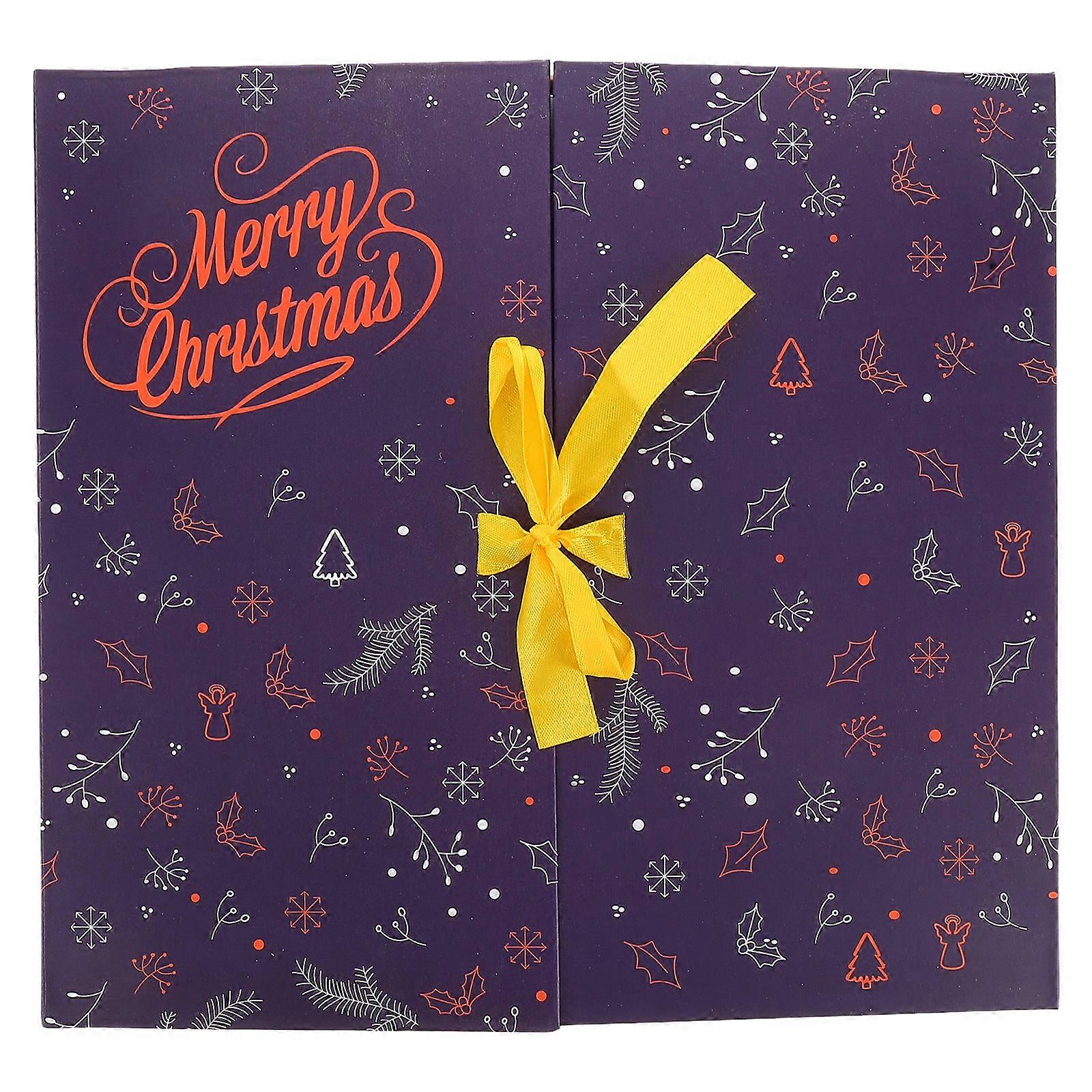 Blue Christmas Countdown Calendar Box for Small Treats Reusable Paper Packaging Elegant Design 24 Days of Surprises