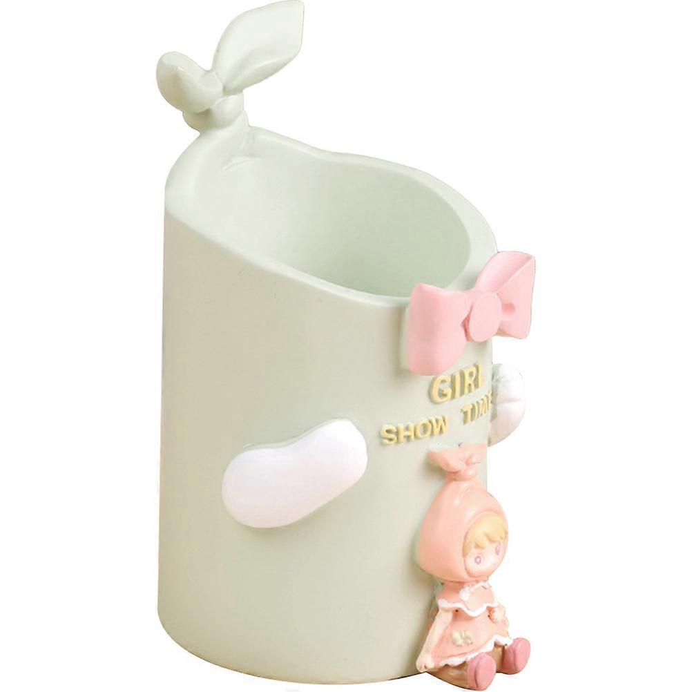 Elegant Resin Pen Holder for Desk Organizer with Light Green Color and Design 3.5 Inches