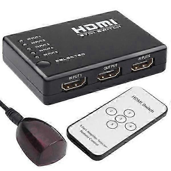 2025 HDMI Switch with 5 inputs, 1 output Black