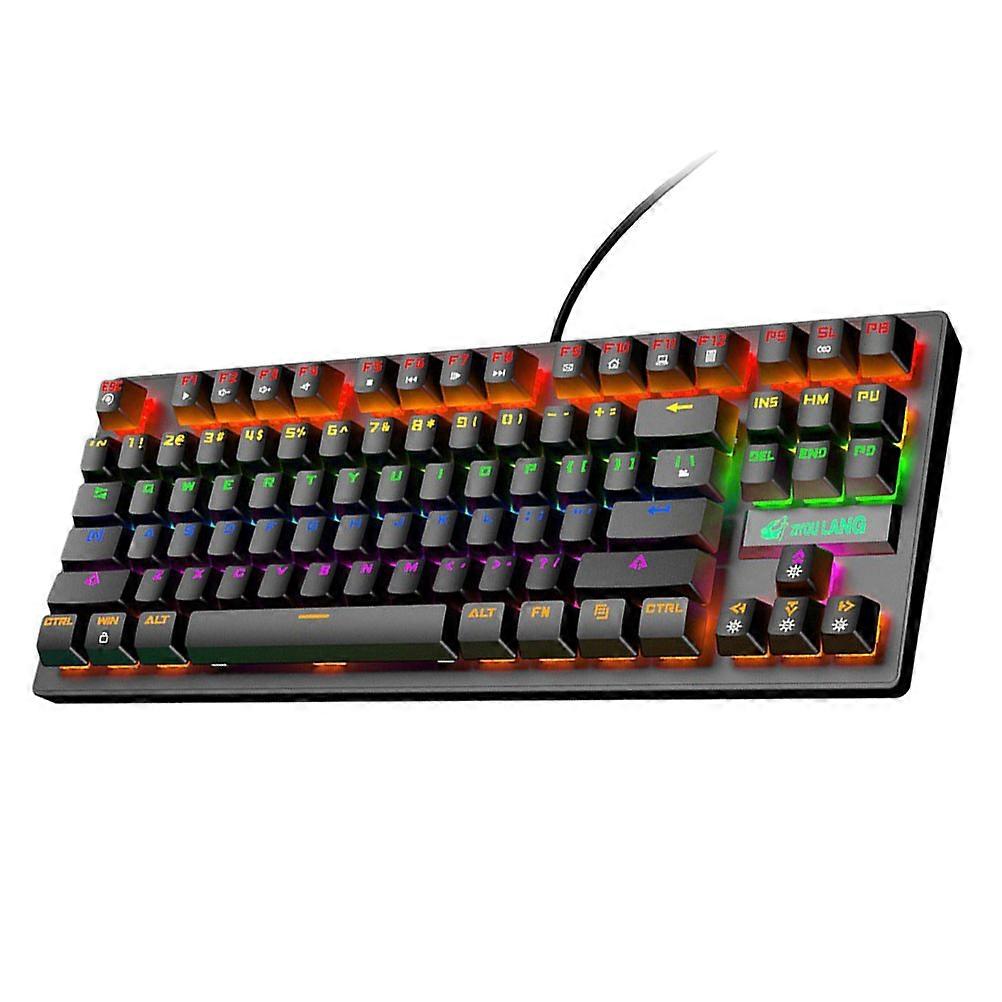 Mechanical Keyboard Black 1Pack Punk Style Ideal For Gamers And Office Workers With Waterproof Function And Rainbow Backlight Effect