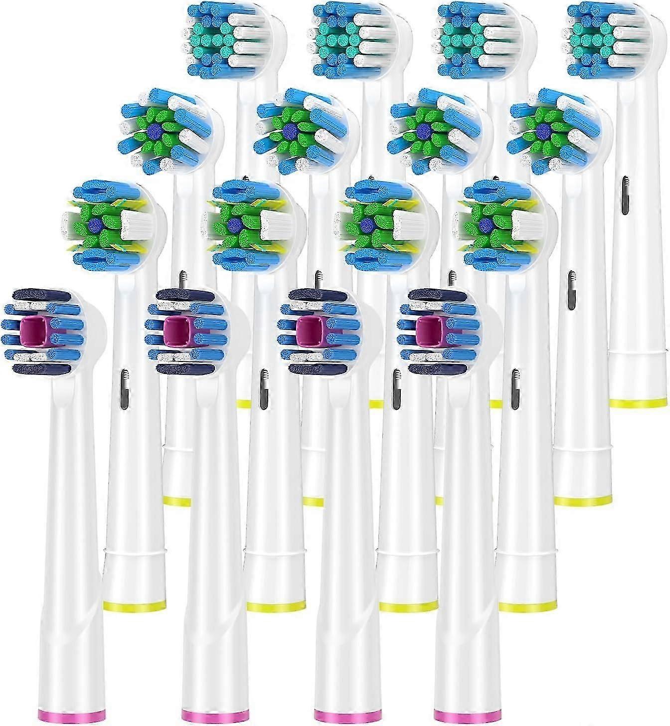 Toothbrush Heads Compatible with  Electric Toothbrushes, 16Pcs White Replacement