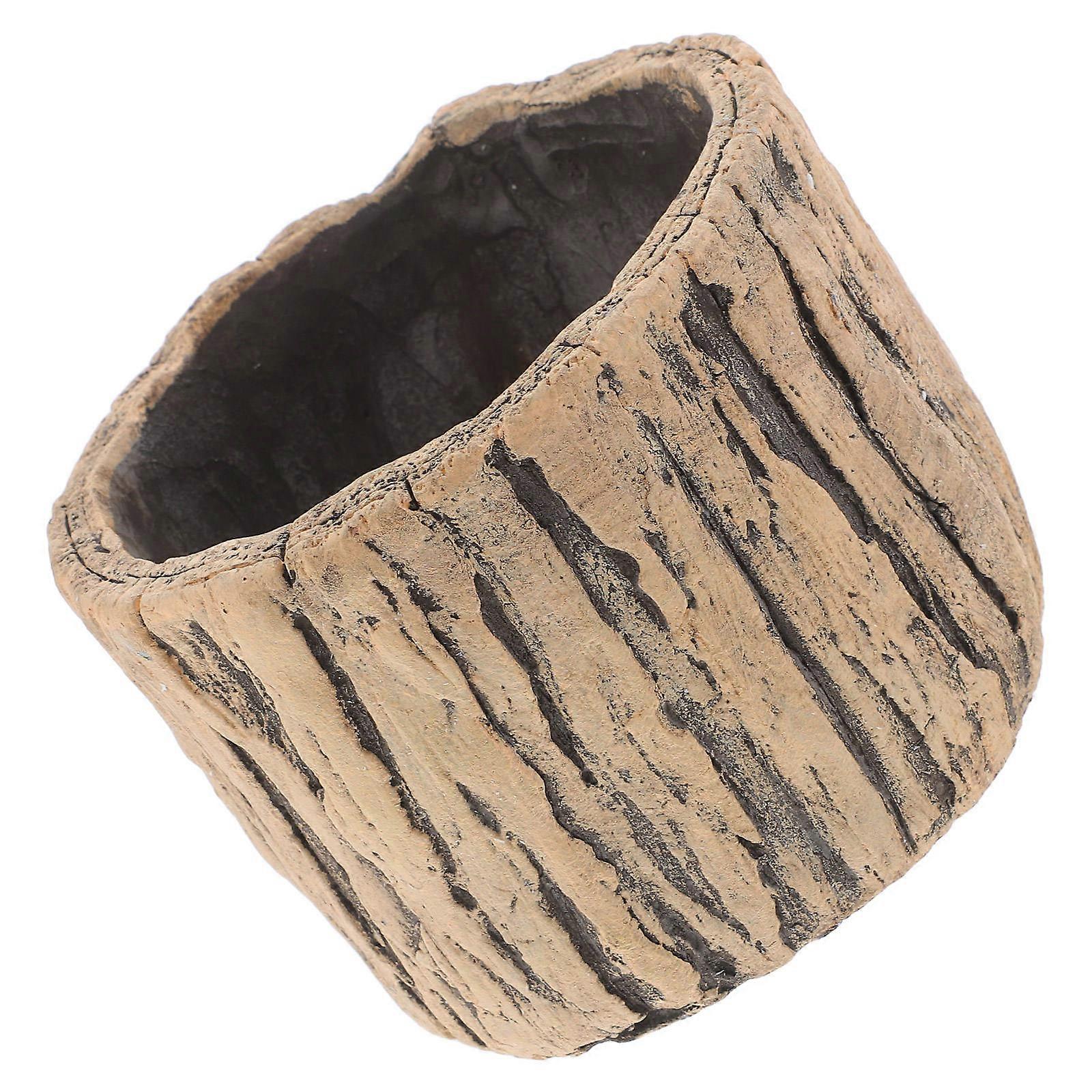 Round Concrete Planter Decorative Cement Garden Container For Indoor Room Outdoor Garden Use 12.00X12.00X9.00CM Coffee Color Weather Resistant 1Pcs