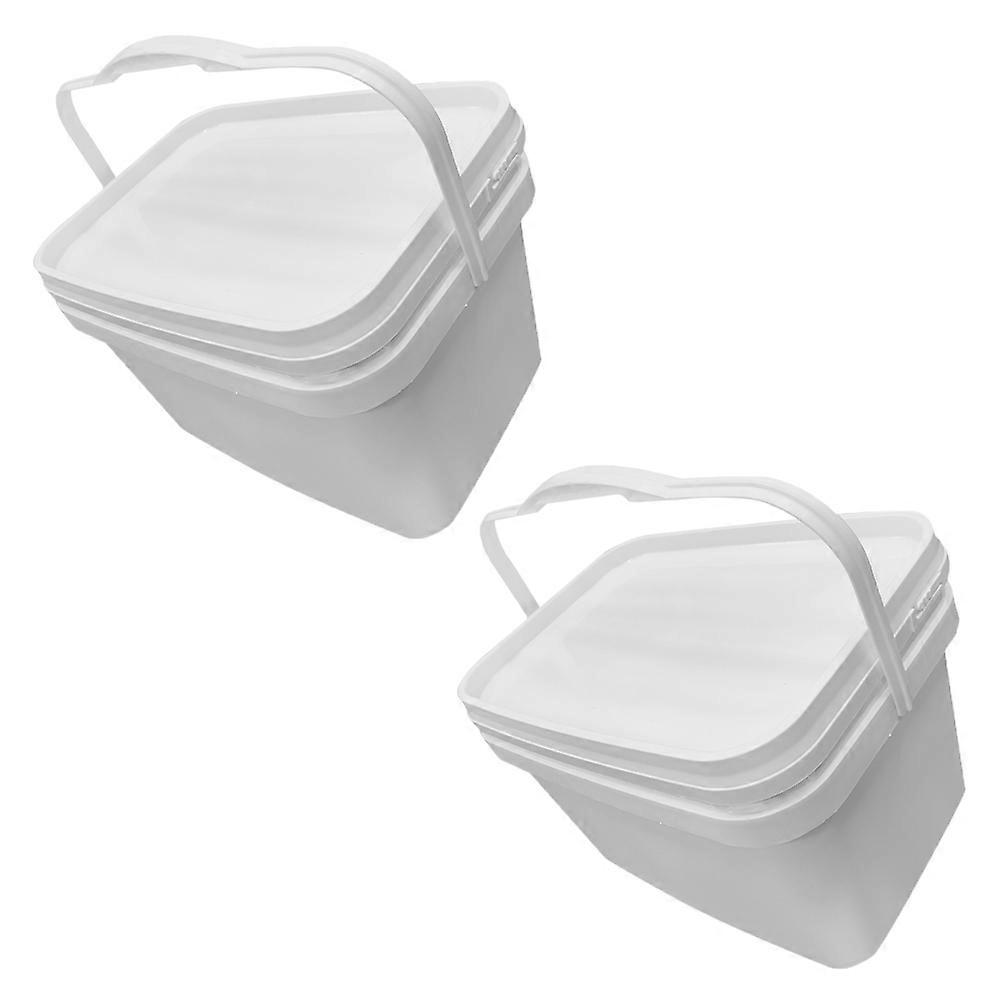 Plastic Paint Bucket 2Pcs Empty Paint Holder White Rectangular Multipurpose Storage For Chemical Storage And General Users