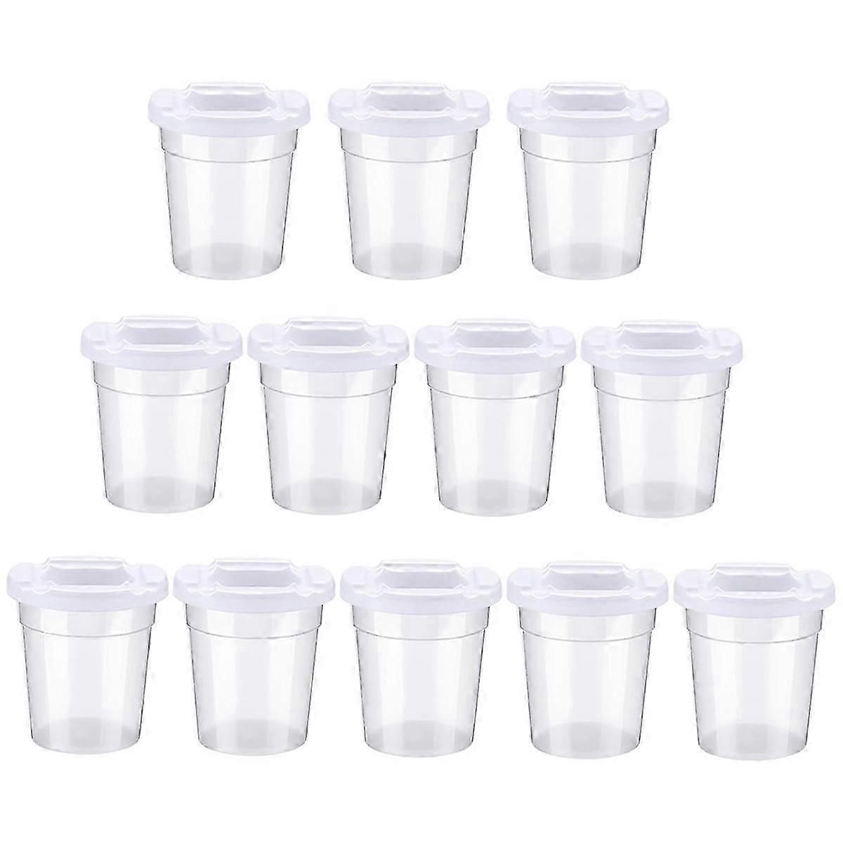12-Pack Reusable Paint Cups with Lids - No-Spill Containers for Art Projects, Kids, School & Classroom Use