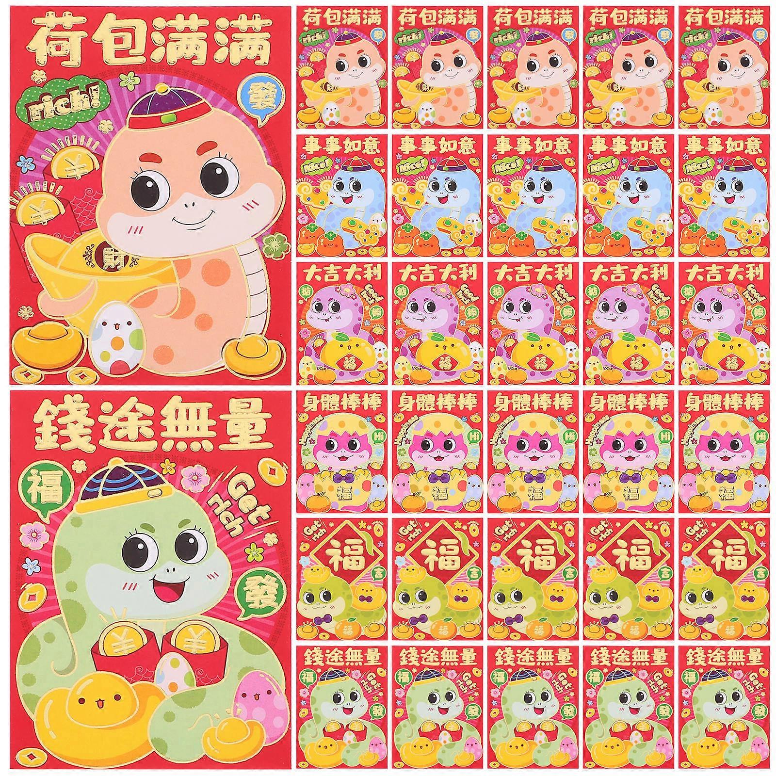 Chinese New Year Red Envelopes for Lucky Money Made of Paper in Adorable Design Perfect for Gift Packing Use 36pcs