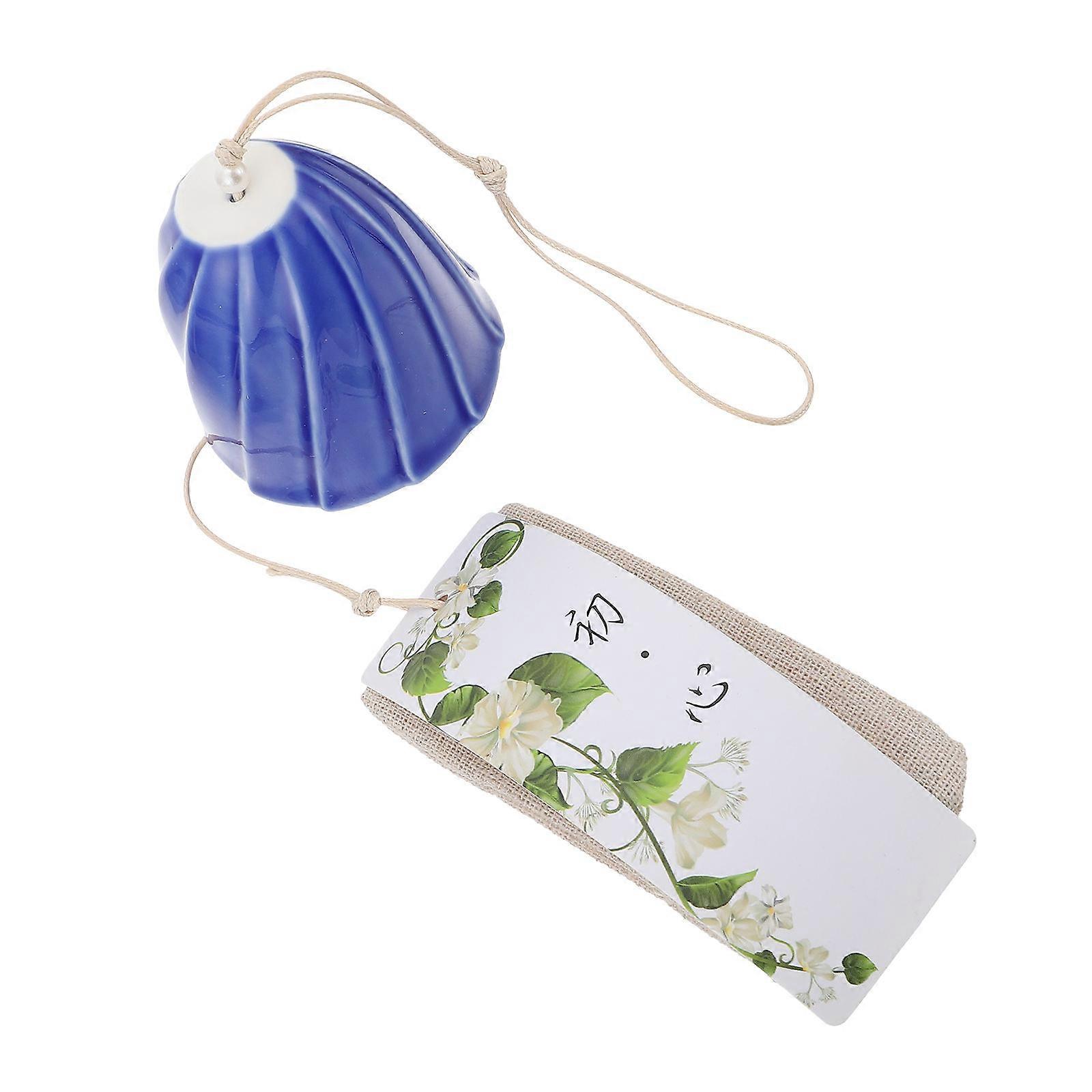 Japanese Style Wind Chime Ceramic Wind Chime for Decor 1Pcs Blue
