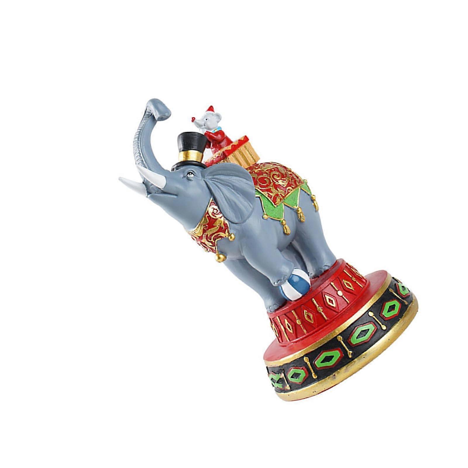 Handcrafted Resin Colorful Circus Elephant Statue Artistic Figure for Home or Office Desktop Decor