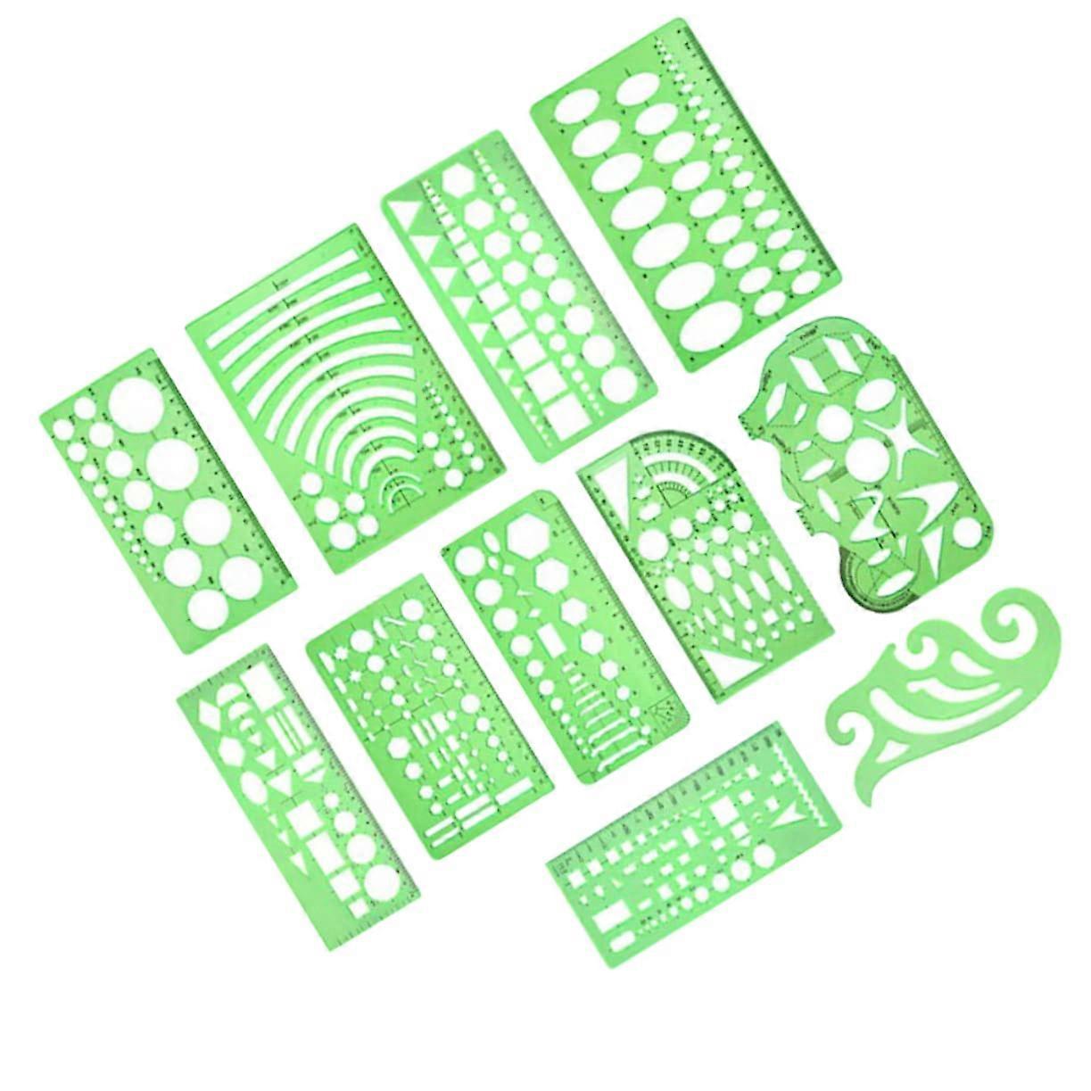 Stencils for Painting, 11-Piece Geometry Drawing Stencil Set With Ruler and Measuring Tool, Plastic