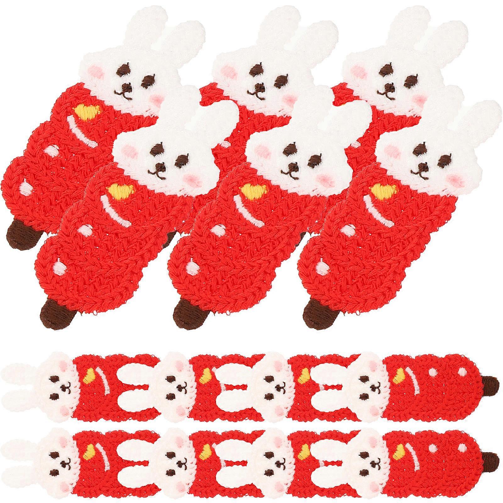 10Pcs Embroidery Patch Bunny Rabbit Sew On Decorative Patches For DIY Lovers Assorted Color Rectangular Style Clothing Repair