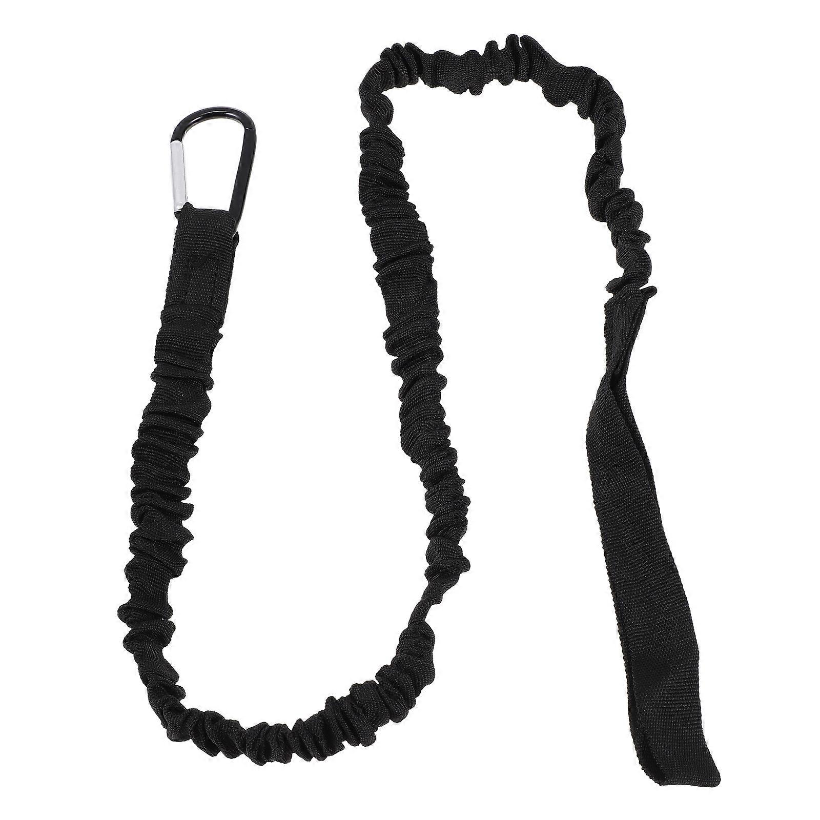 Kayak Paddle Safety Leash with Elastic Polyester Rope for Secure Use Black 9.84 Feet