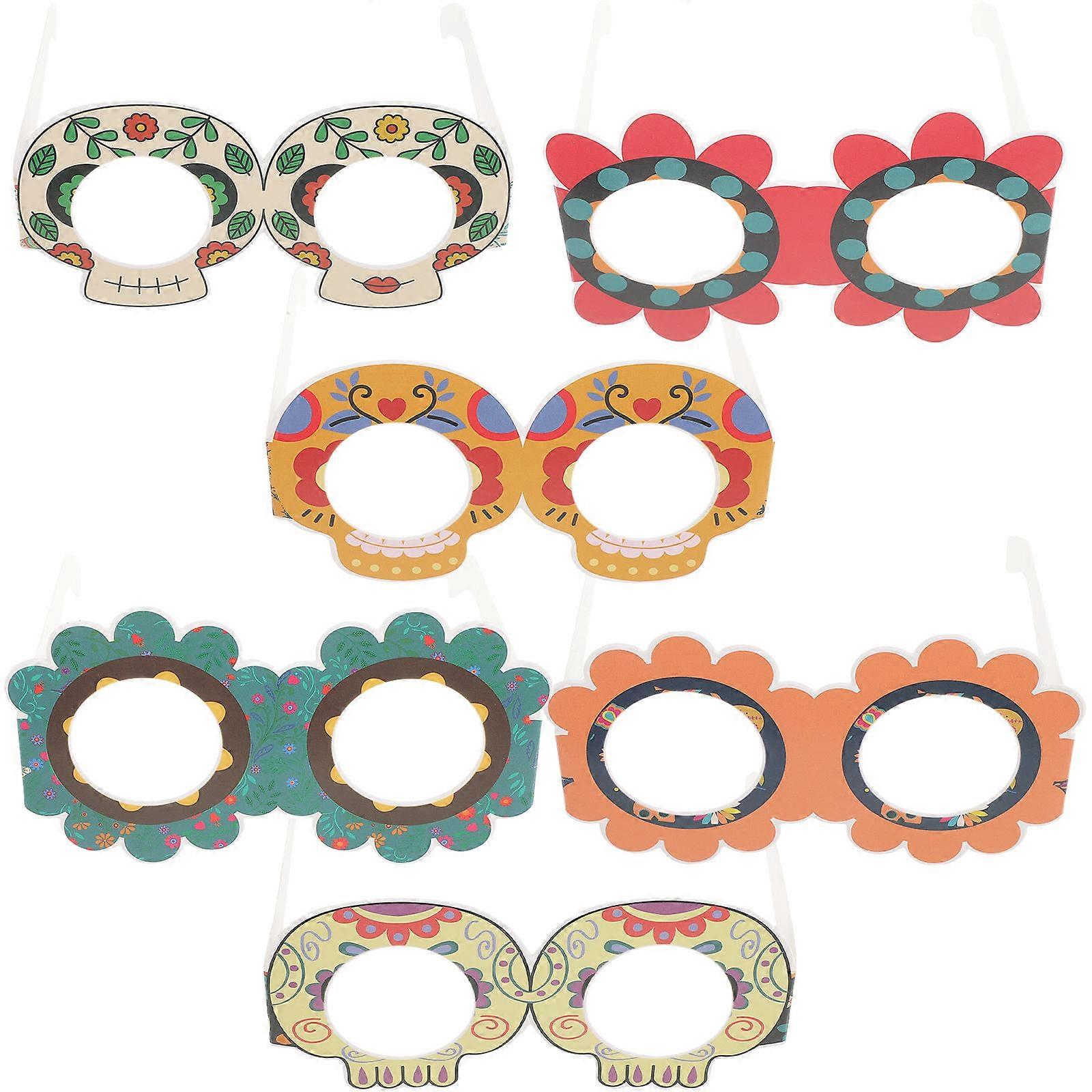Party Eyewear 6Pcs Funny Eyeglasses Designed For Adults Ideal For Photo Sessions And Halloween Events With Round Shape
