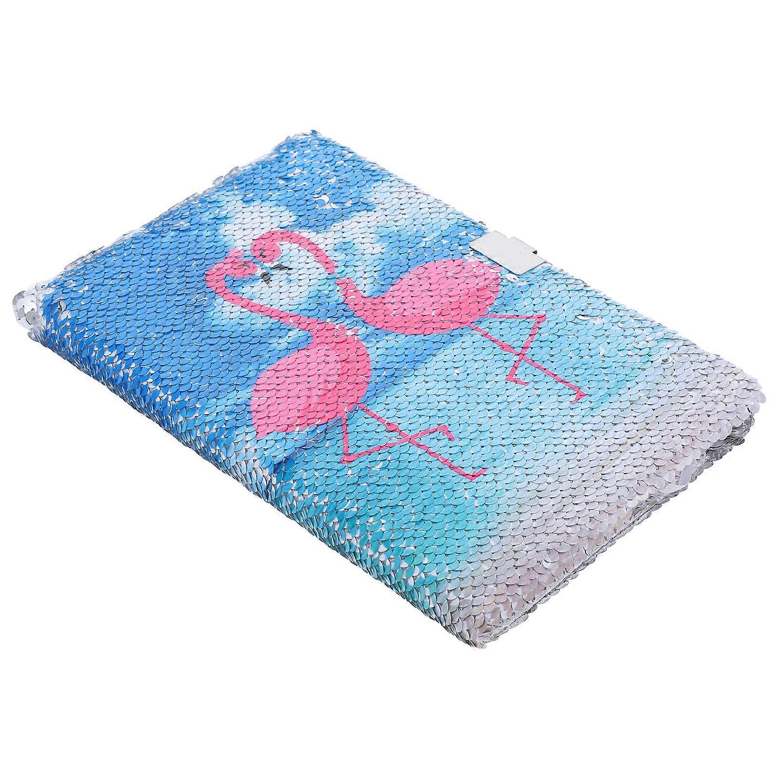 Reversible Sequin Notebook with Glitter Cover, Decorative Writing Journal for Students, Creative Diary for School, Travel, and Office Use, Flamingo