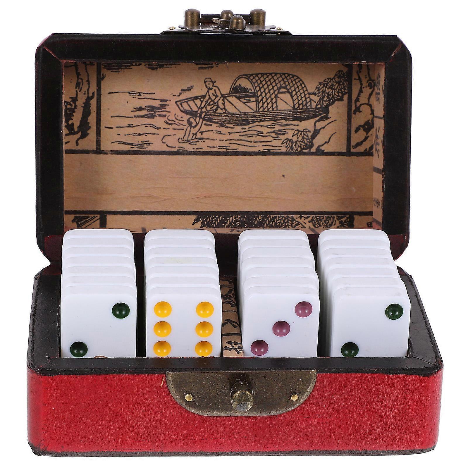 Retro Wooden Domino Blocks with Storage Box – Vintage Style Tabletop Game for Adults, Great Birthdays and Festivals