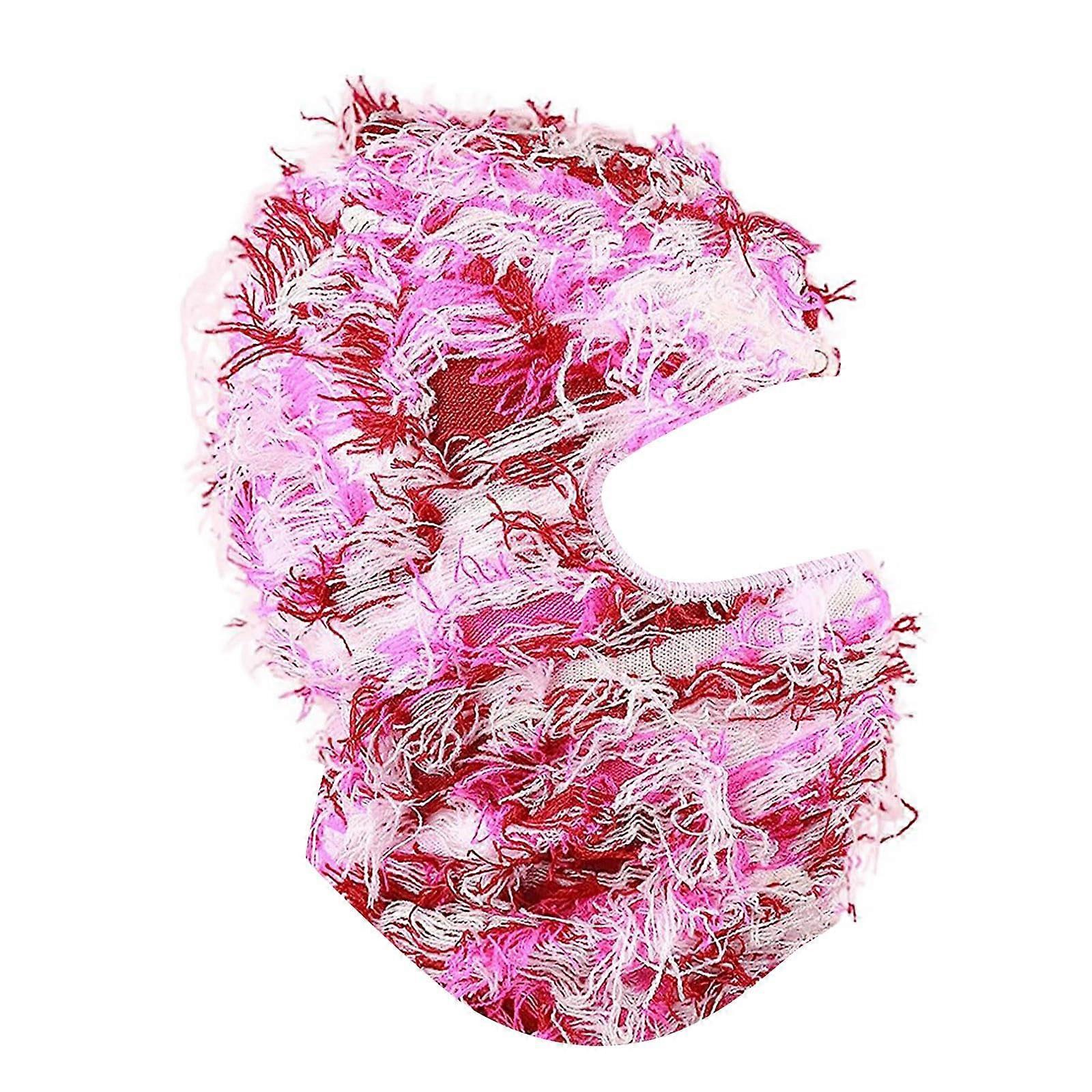 Halloween Knitted Face Mask Hat with Acrylic Wool, Single Hole Warm Beanie for Adults