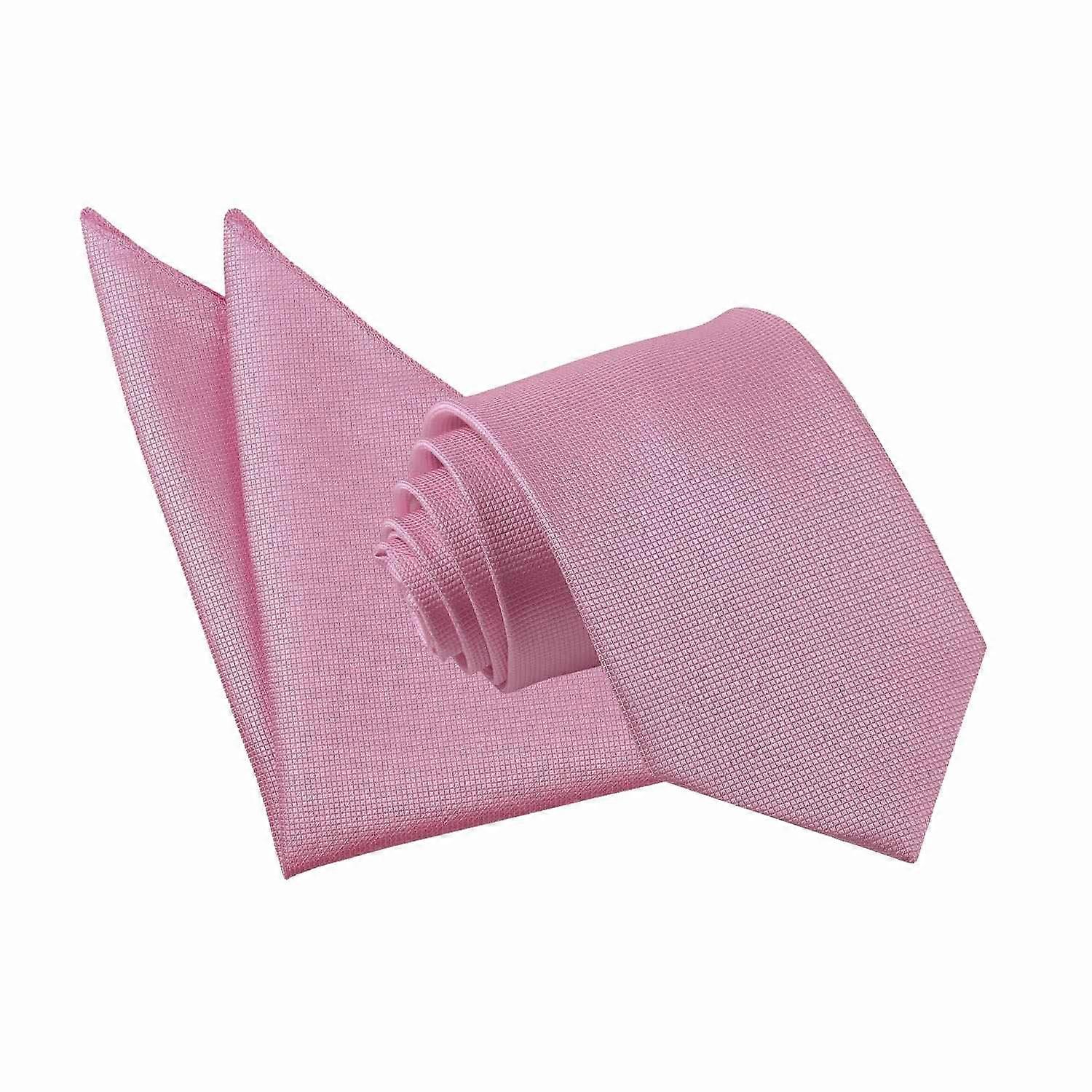 Light Pink Solid Check Tie and Pocket Square Set