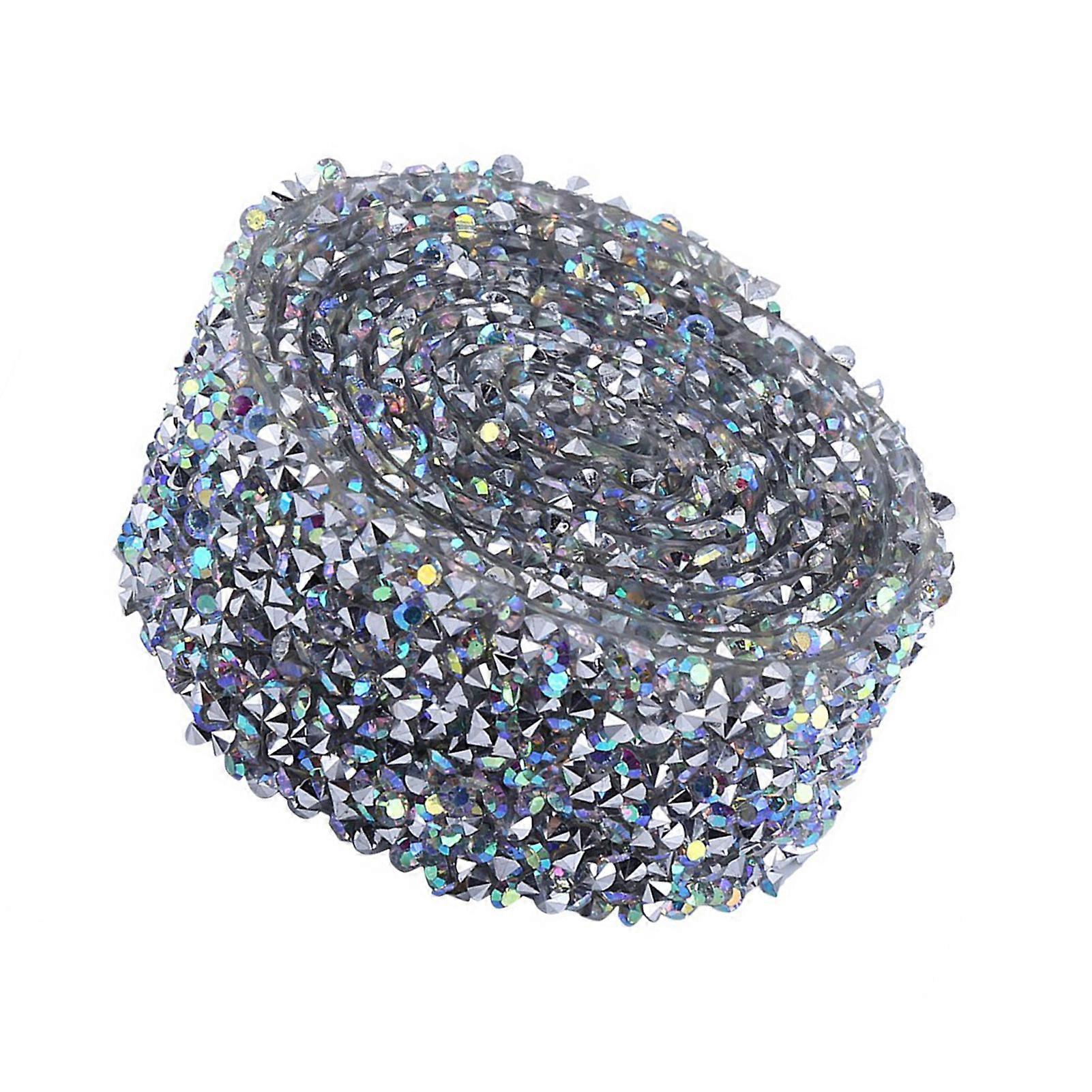 1 Yard 3cm AB Color Sparkling Back Glue Crystal Rhinestone Banding