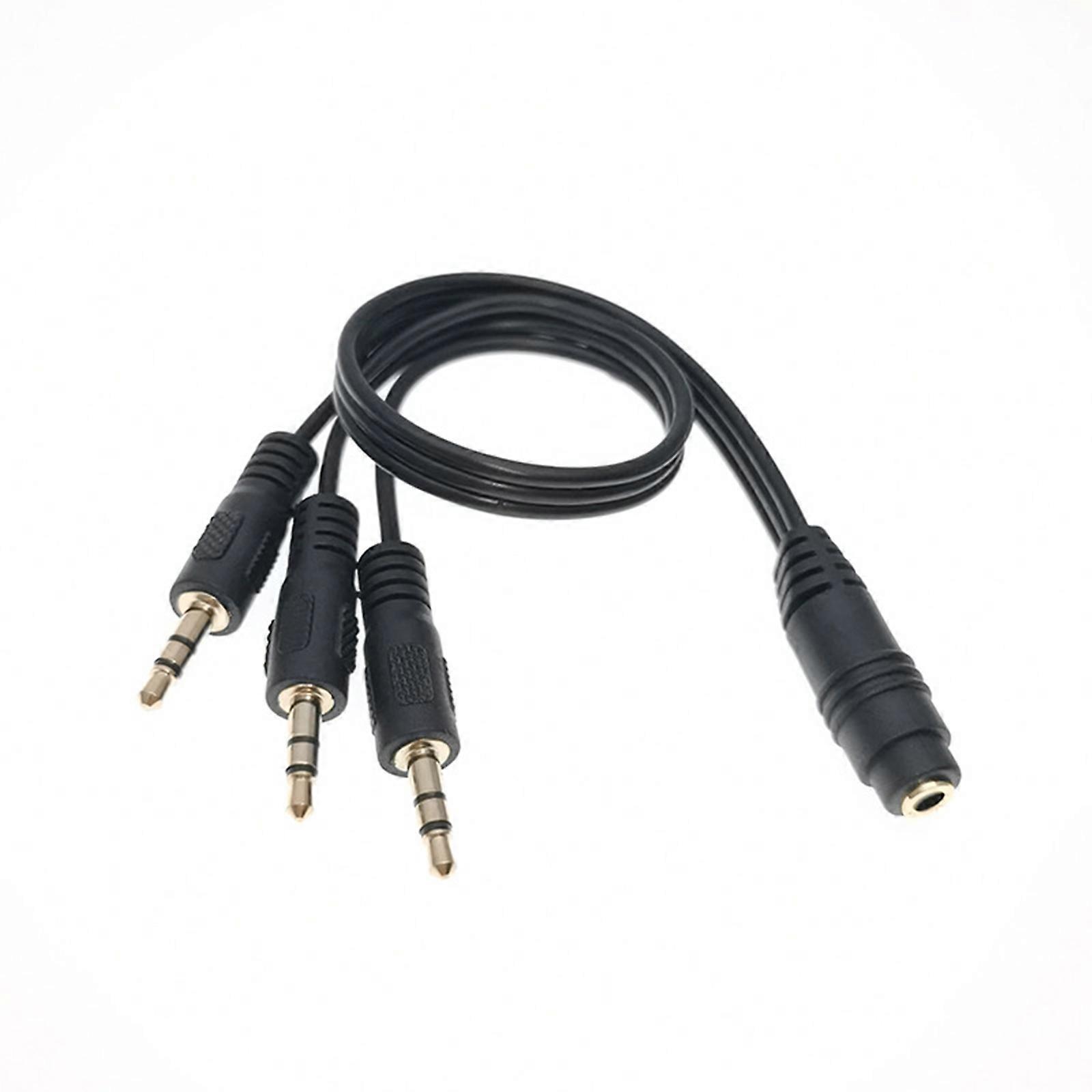 3 Output 3.5mm Auxes Splitter Cable Gold Plateds Connectors 30cm Length for Clear Sound Multicolor