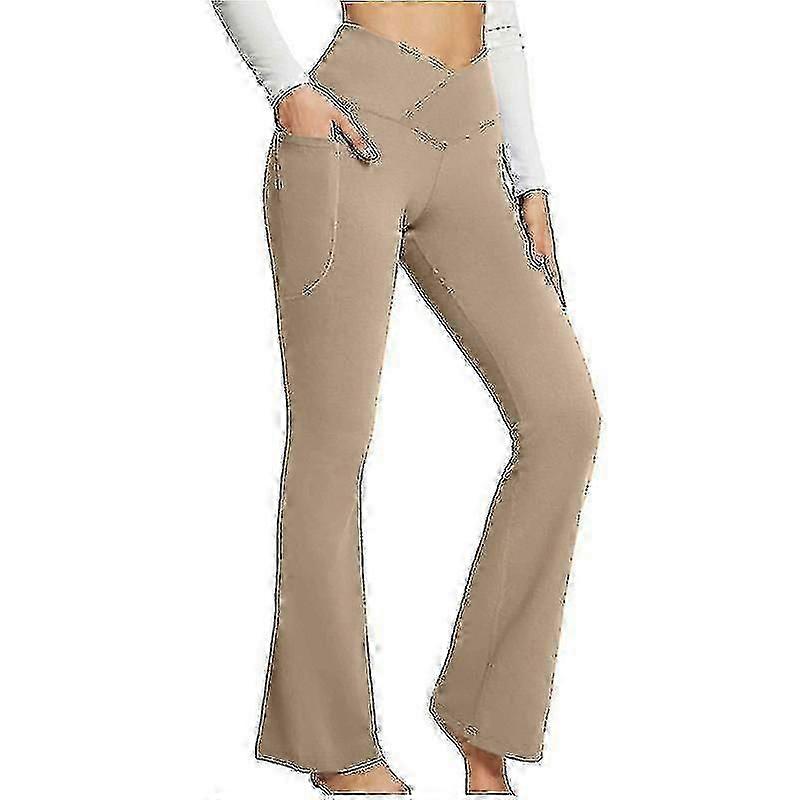 Confort amélioré Pantalon de yoga bootcut taille haute avec poches, pantalon d’entraînement pour le contrôle du ventre Entraînement physique essentiel