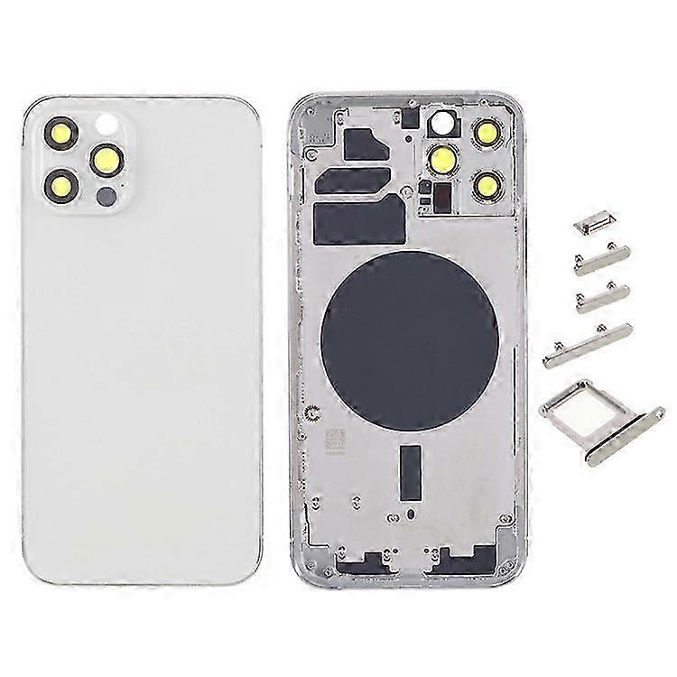 Compatible with iPhone 12 Pro Back Battery Housing Cover+Middle Plate Frame+Side Buttons Replacement