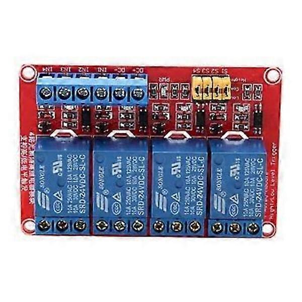 4-Channel Optocoupler Relay Module Board High & Low Trigger 5V/12V/24V (24V)