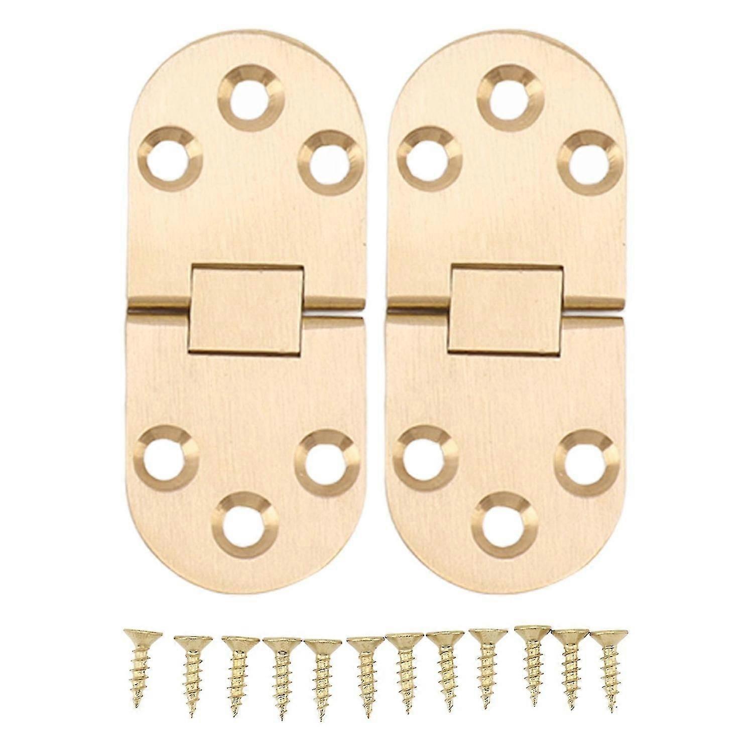 2 Sets Folding Rustproof Round Edge 180 Degree Brass Flap Hinge with Screws for Folding Table Sewin