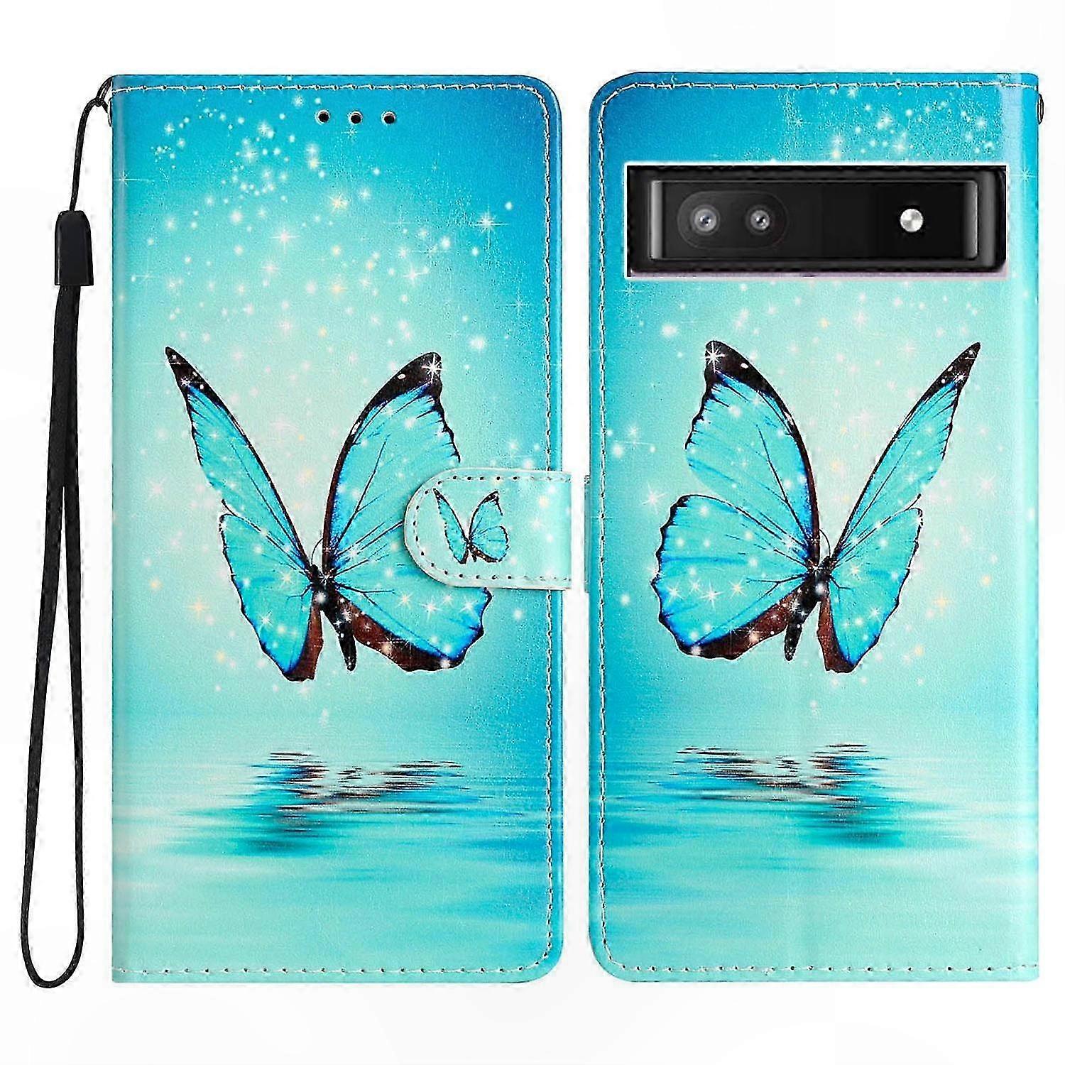 For  Pixel 9a Wallet Case PU Leather Pattern Printing Stand Phone Cover with Strap