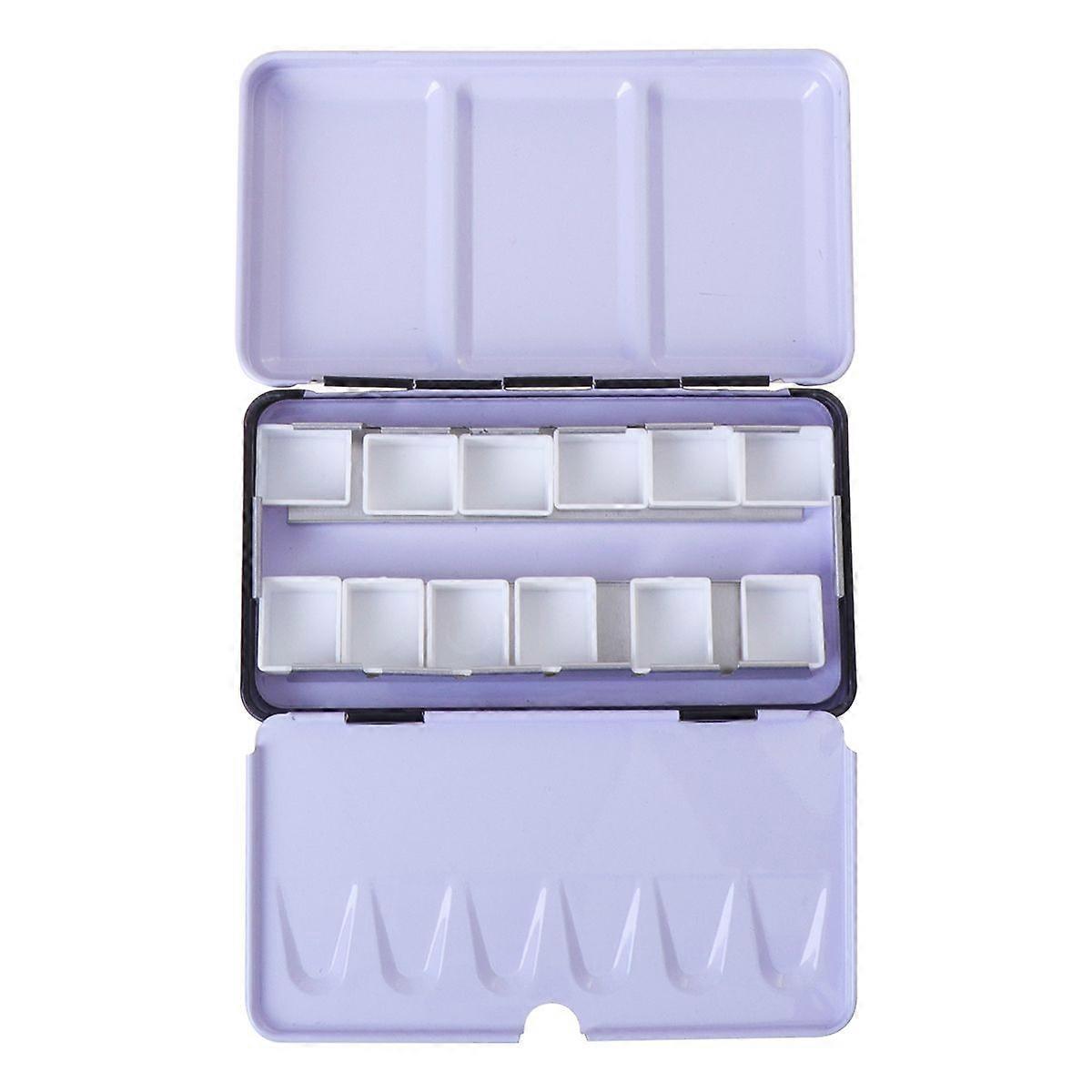 Empty Iron Boxes Watercolor Subpackage Case Solid Pigment Storage Box Simple Paint Case with 12 Paint Grids