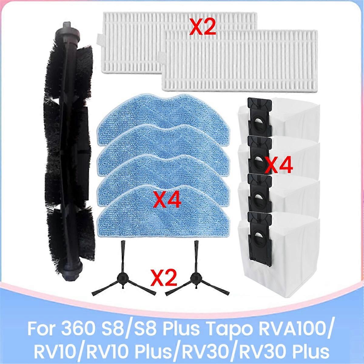 For 360 S8/S8 Plus RVA100/RV10/RV10 Plus/RV30/RV30 Plus Vacuum Cleaner Spare Parts Brush Filter Dust Bag Mop Cloth