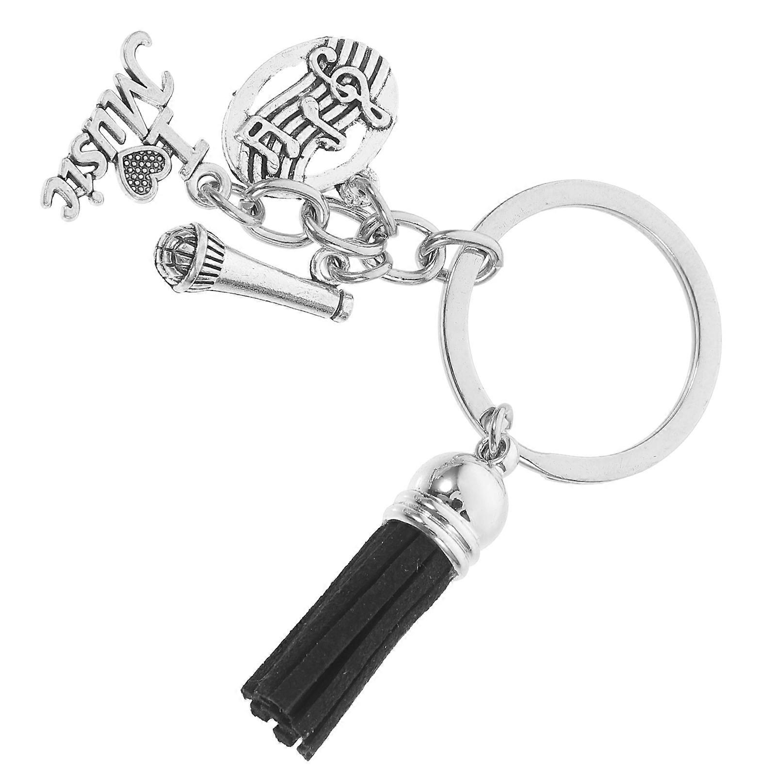 Music Themed Alloy Keychain for Keys Hanging Silver Design
