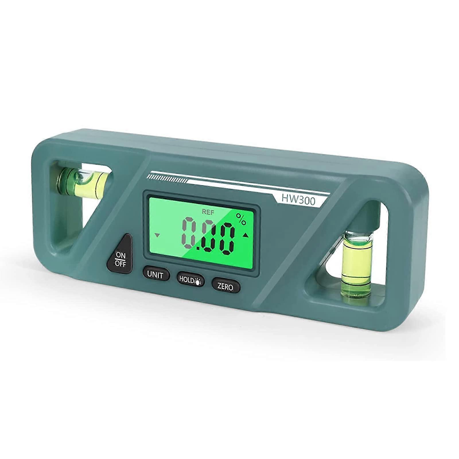 Digital Spirit Level Protractor And Angle Finder Ruler Backlit LCD 2 Measuring Modes Inclinometer Green 11.5 x 4.2 cm