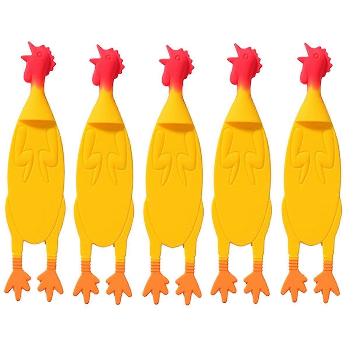 5PCS Writer Bookmark Chicken Bookmarks Student Bookmark Silicone Bookmark Reader Bookmark