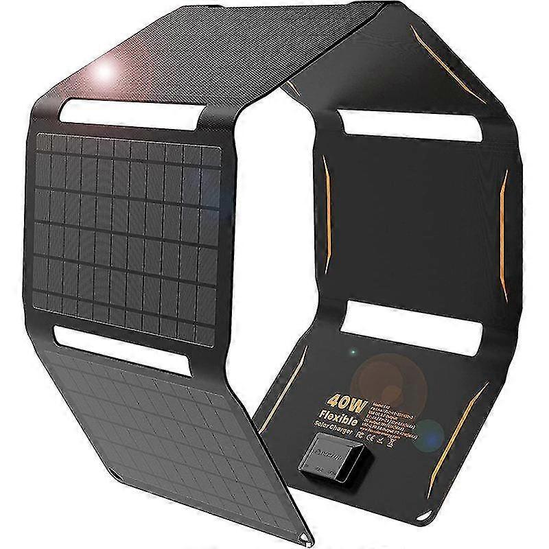 40W Portable Foldable Solar Panel Suitable for Camping Waterproof Compatible with Various Smart Devi