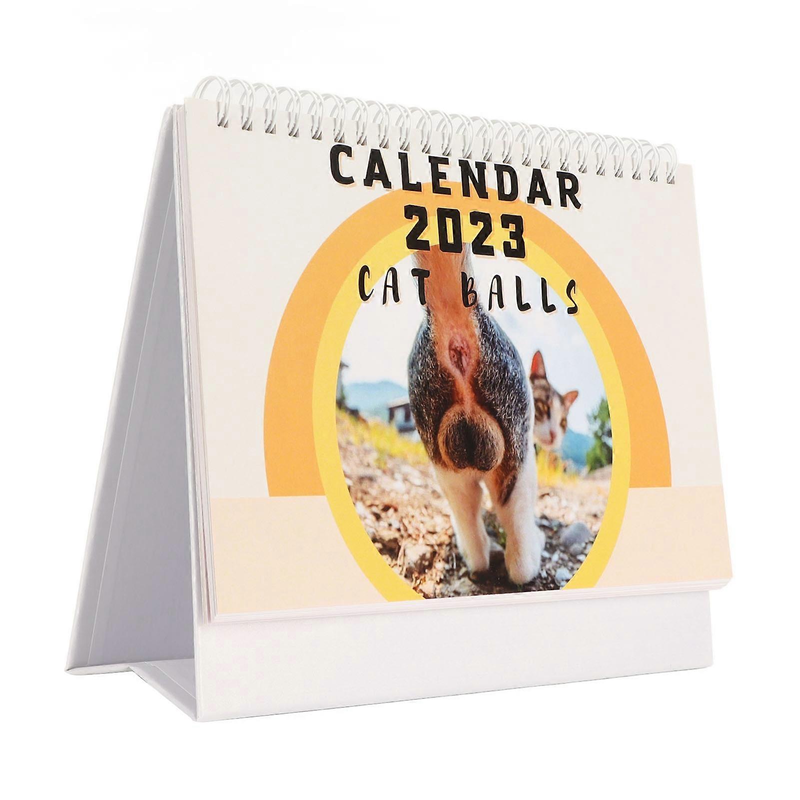 2023 Cat Butt Calendar - 12 Month Funny Desk Calendar with Notes