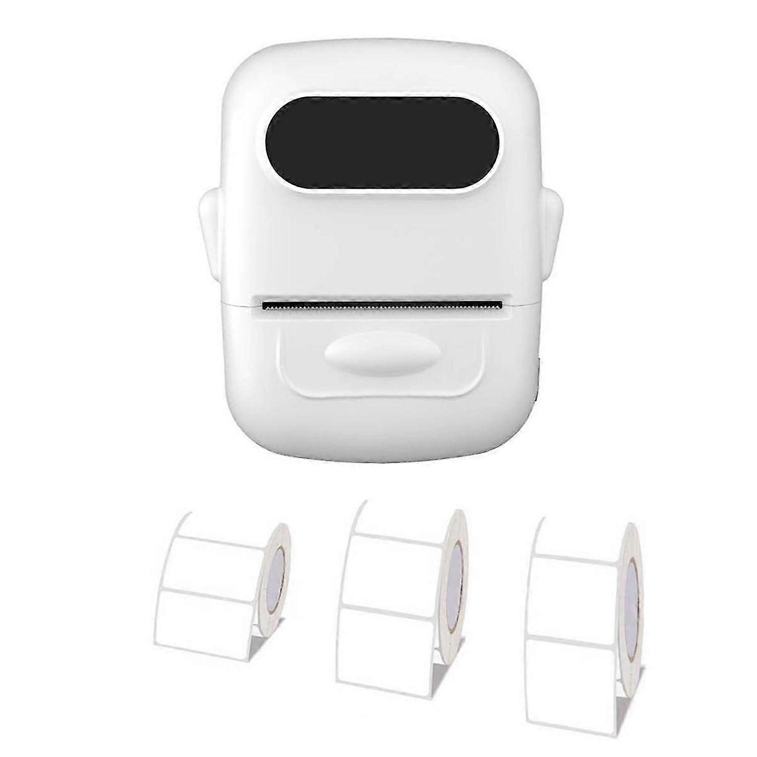 Portable Label Printer Thermal Printer Inkless Adhesive Name Sticker Labeling Machine Similar with 3Roll Paper White